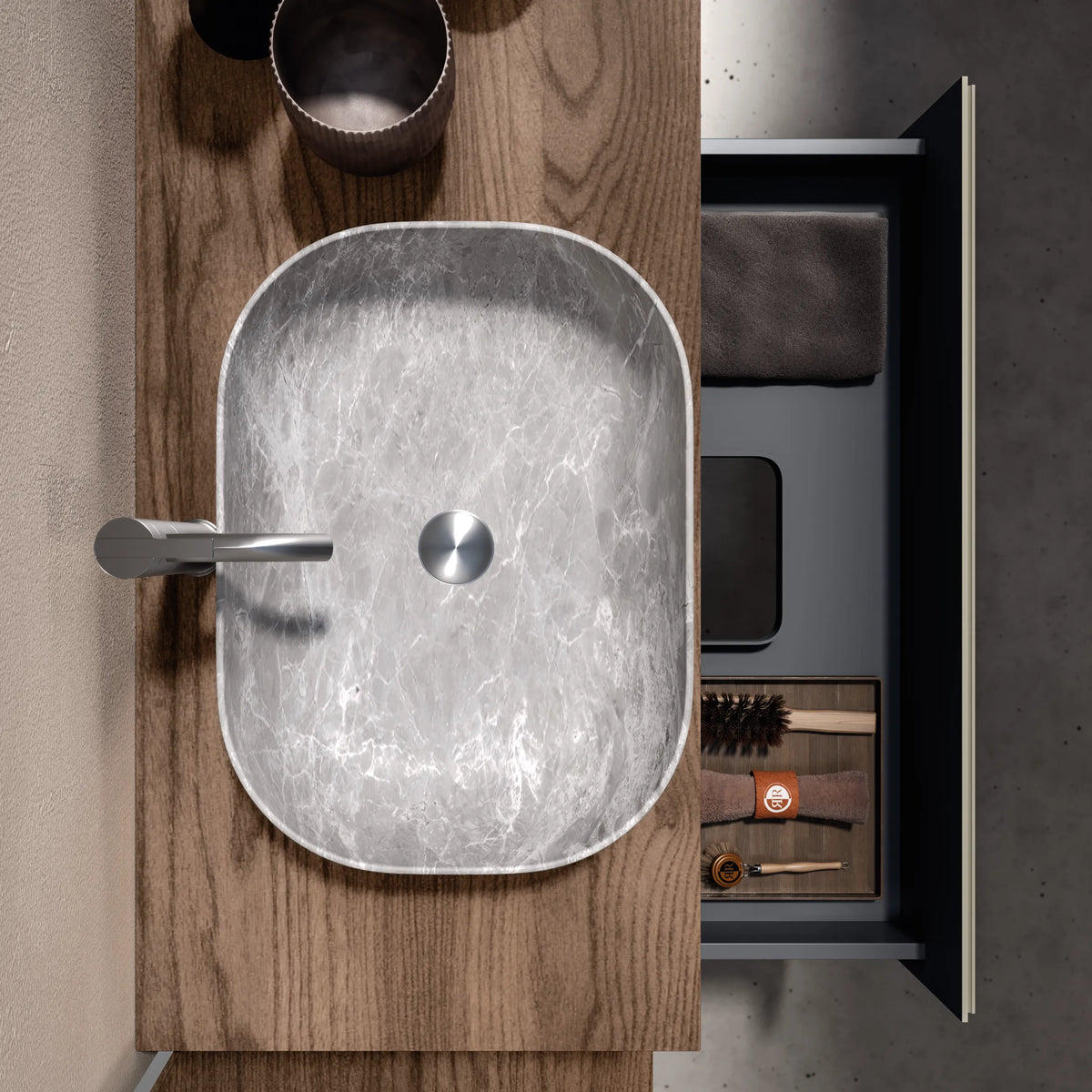 MACKE countertop washbasin grey stone