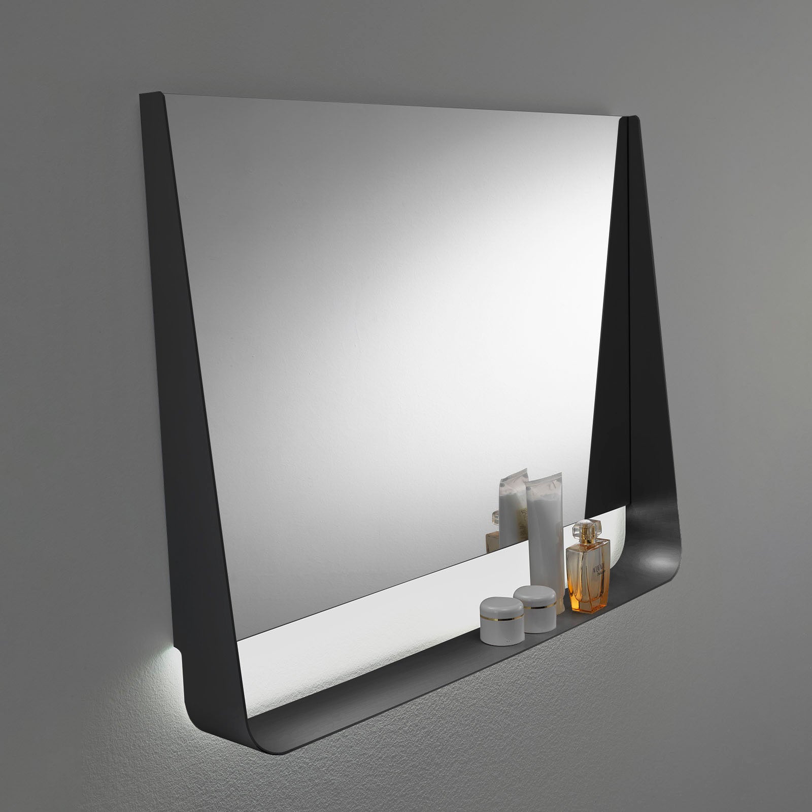 Specchio con mensola e led WING120 nero