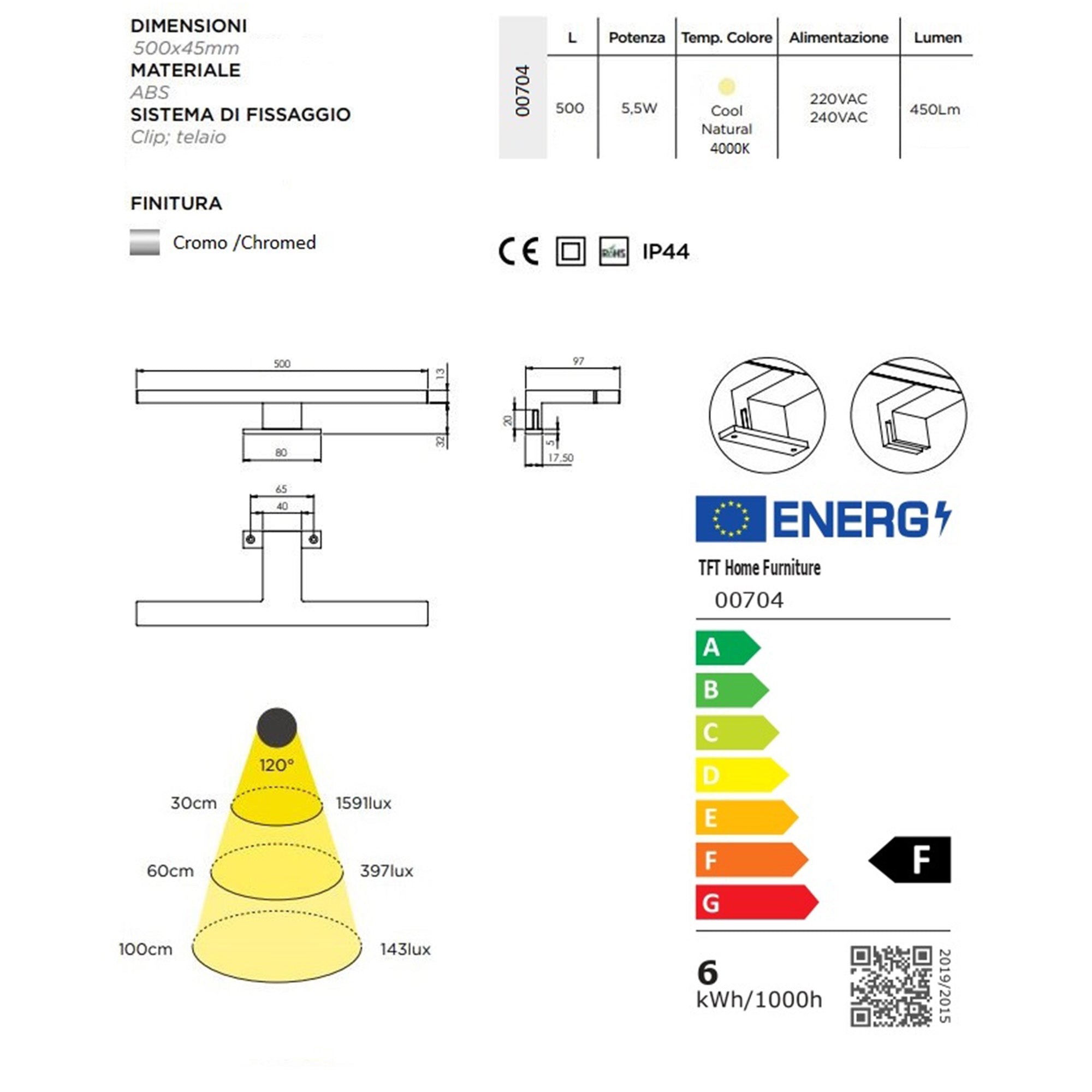 LED-Spiegelleuchte PALES L