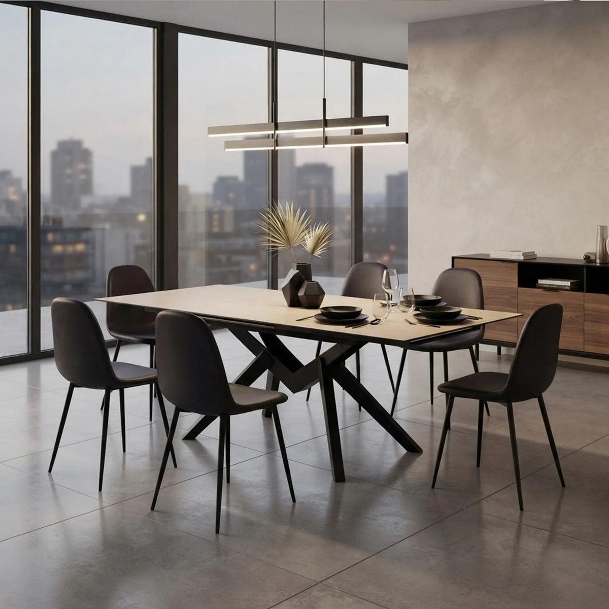 Set of 4 DATIA black chairs