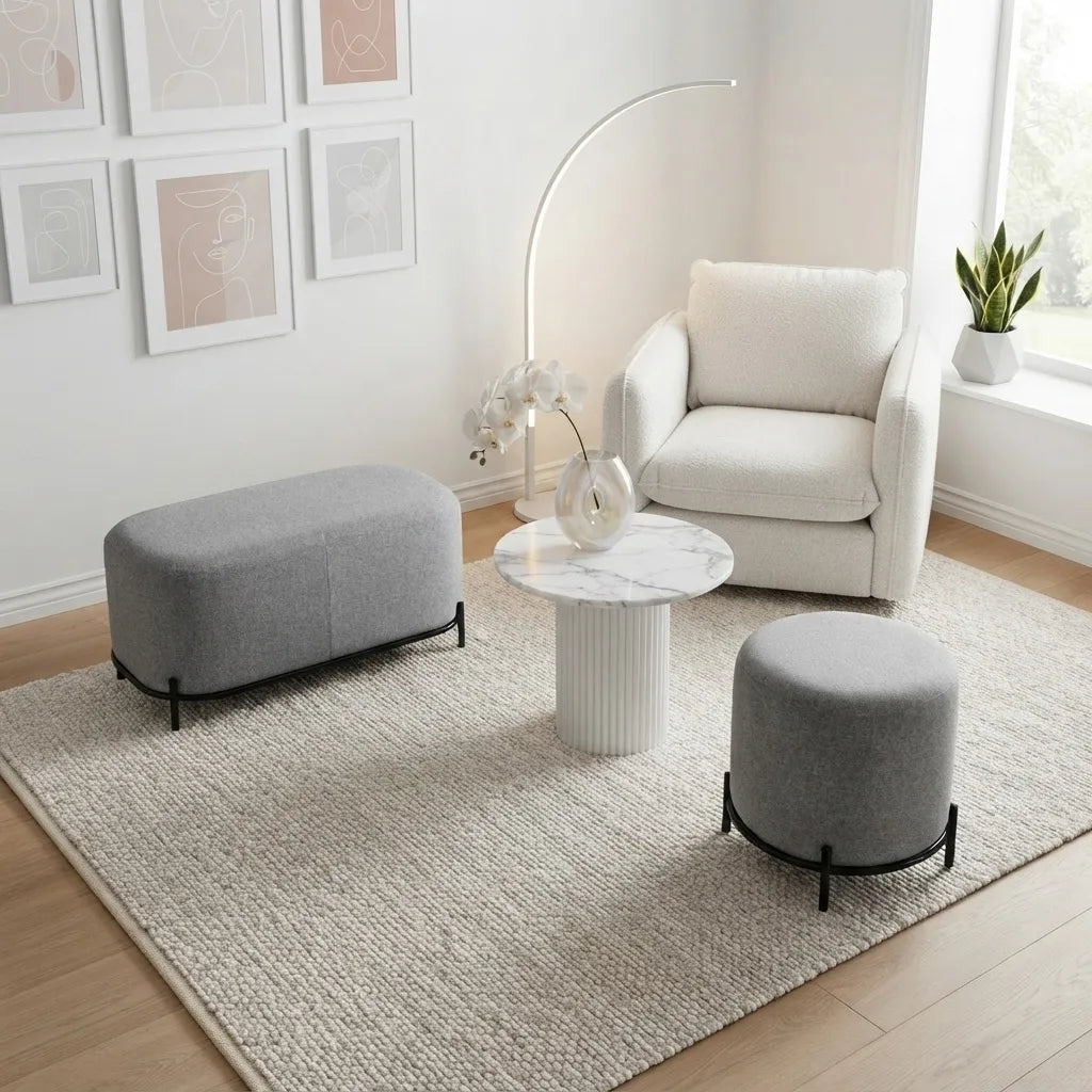 VANITY light gray bench