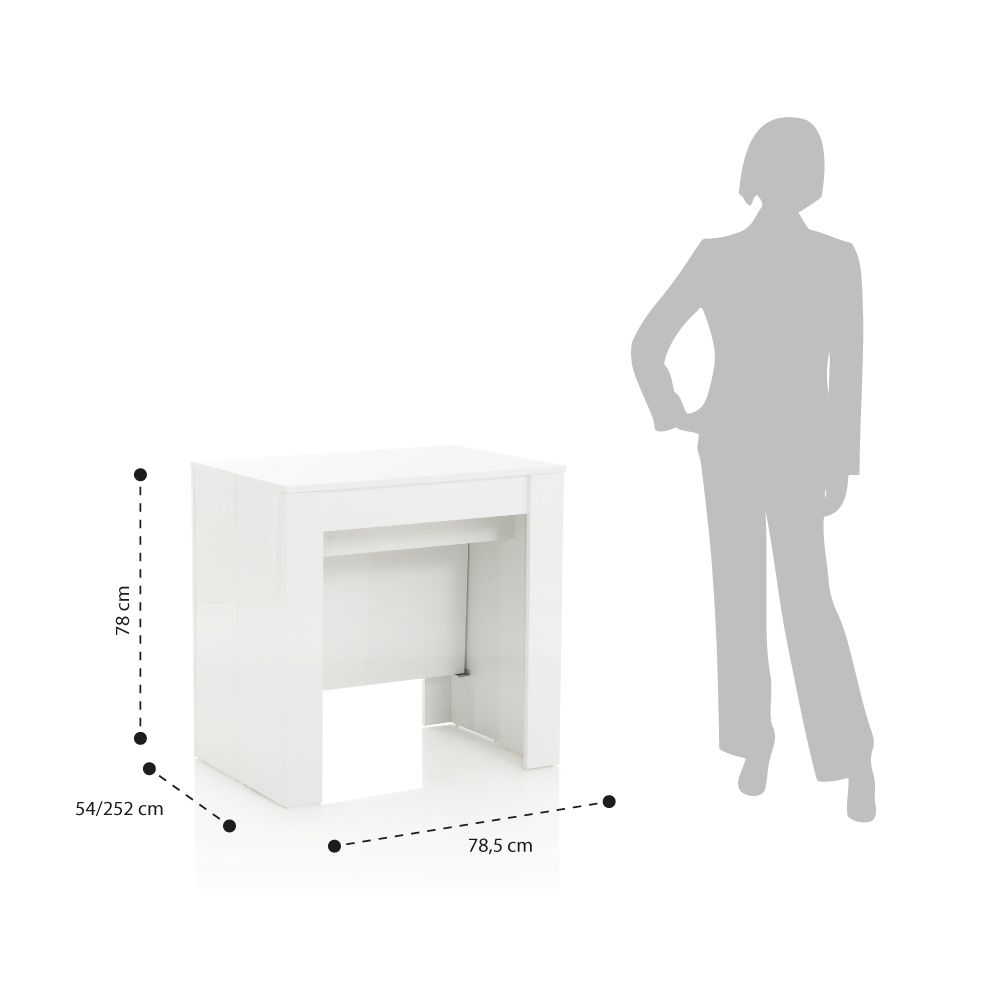 Glossy white STRETCH extendable console
