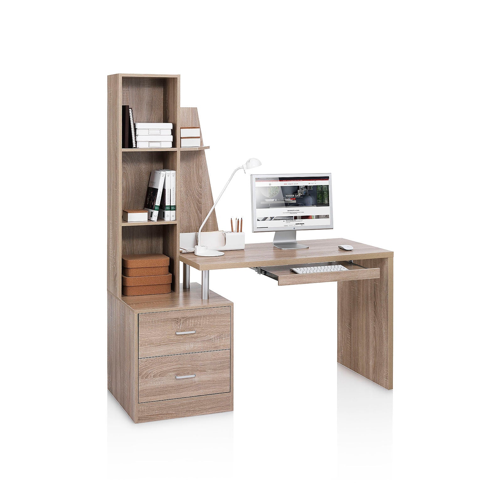 Scrivania con libreria LETI | Rovere