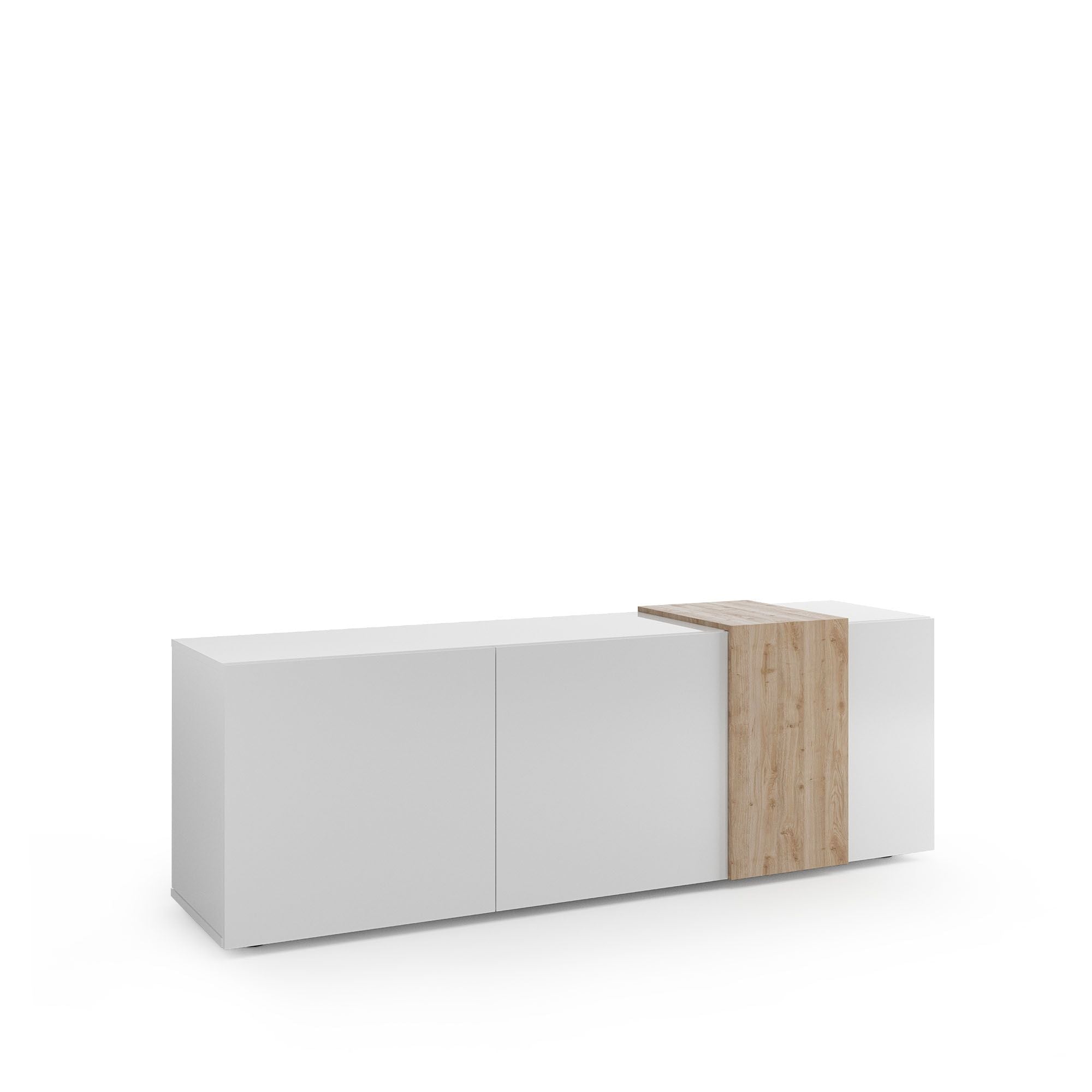 TAO TV-Ständer aus weißer Honigeiche, 180 cm, 3 Türen