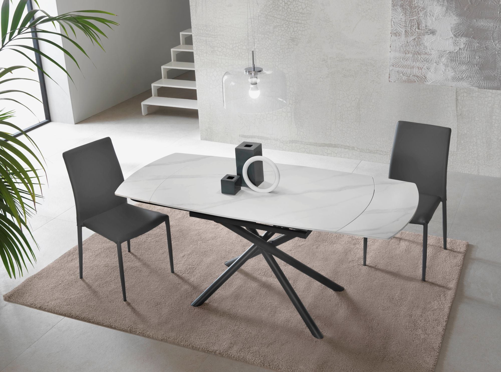 Tavolo allungabile AUSTIN ceramica bianco - 4