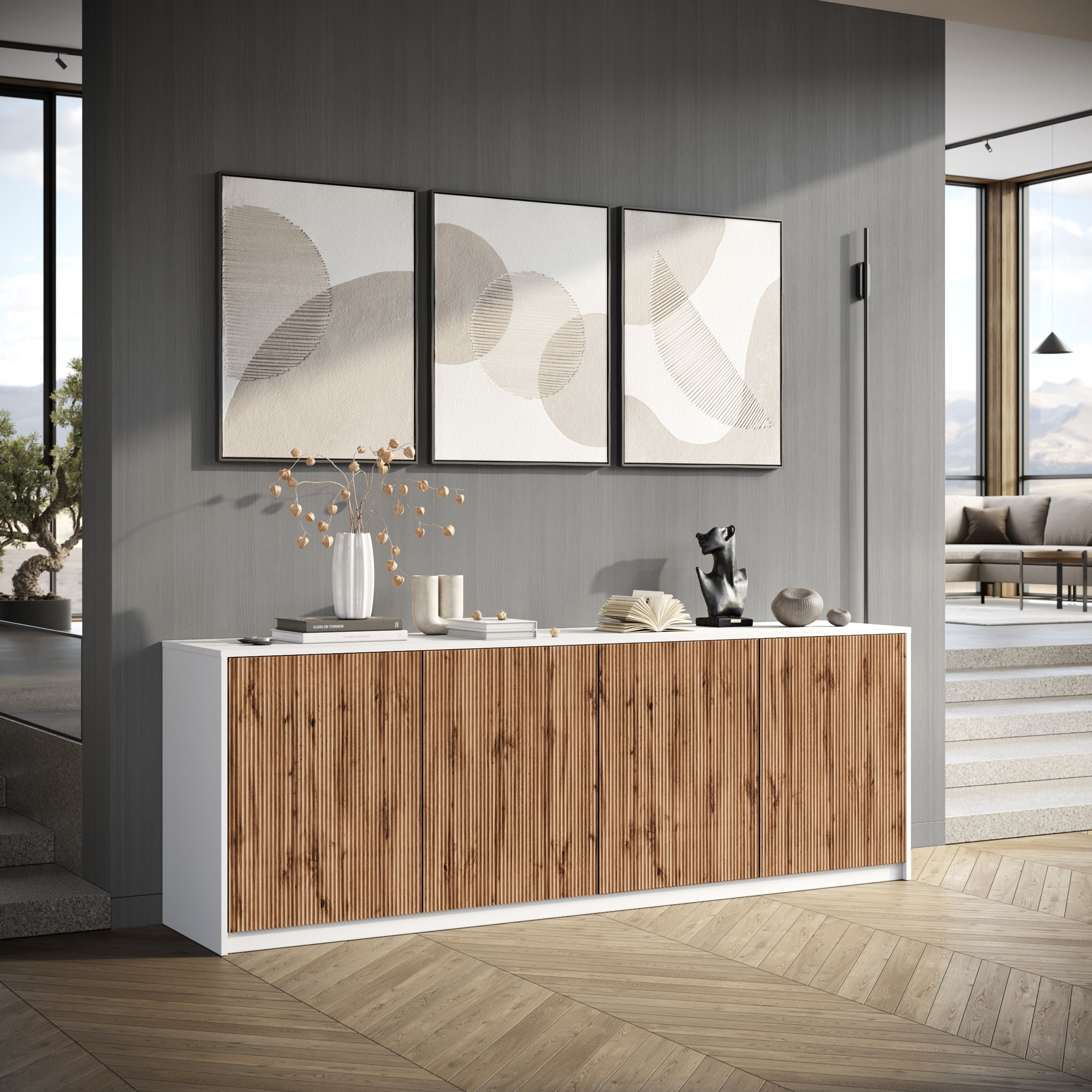 Buffet 4 ante LULLABY bianco/quercia - 3