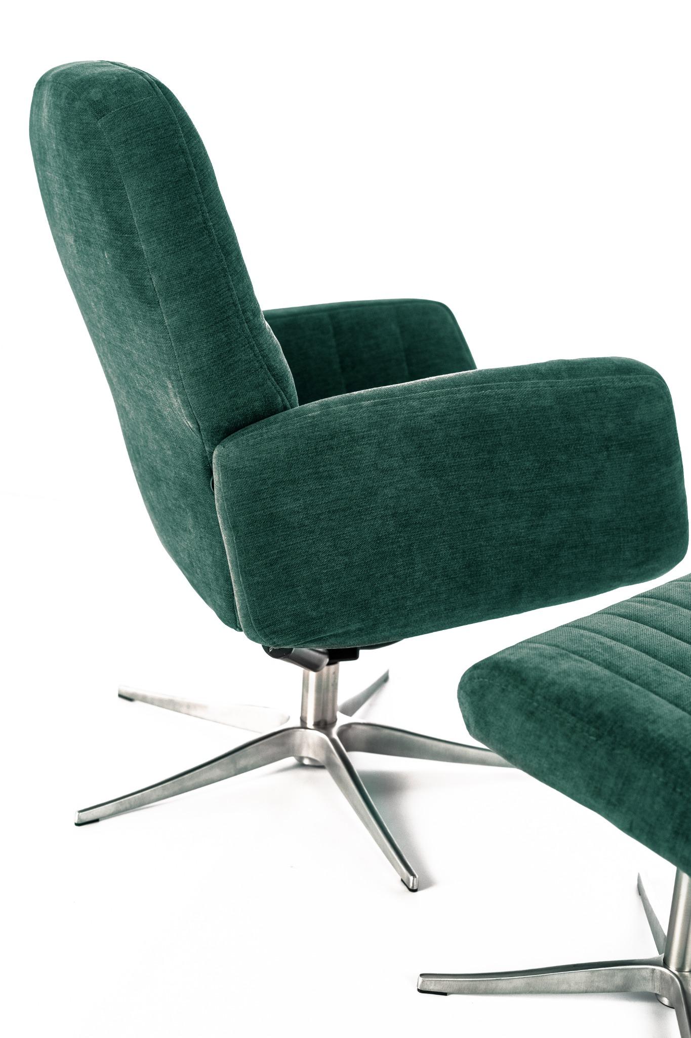 Poltrona reclinabile con pouf ASTRID verde petrolio