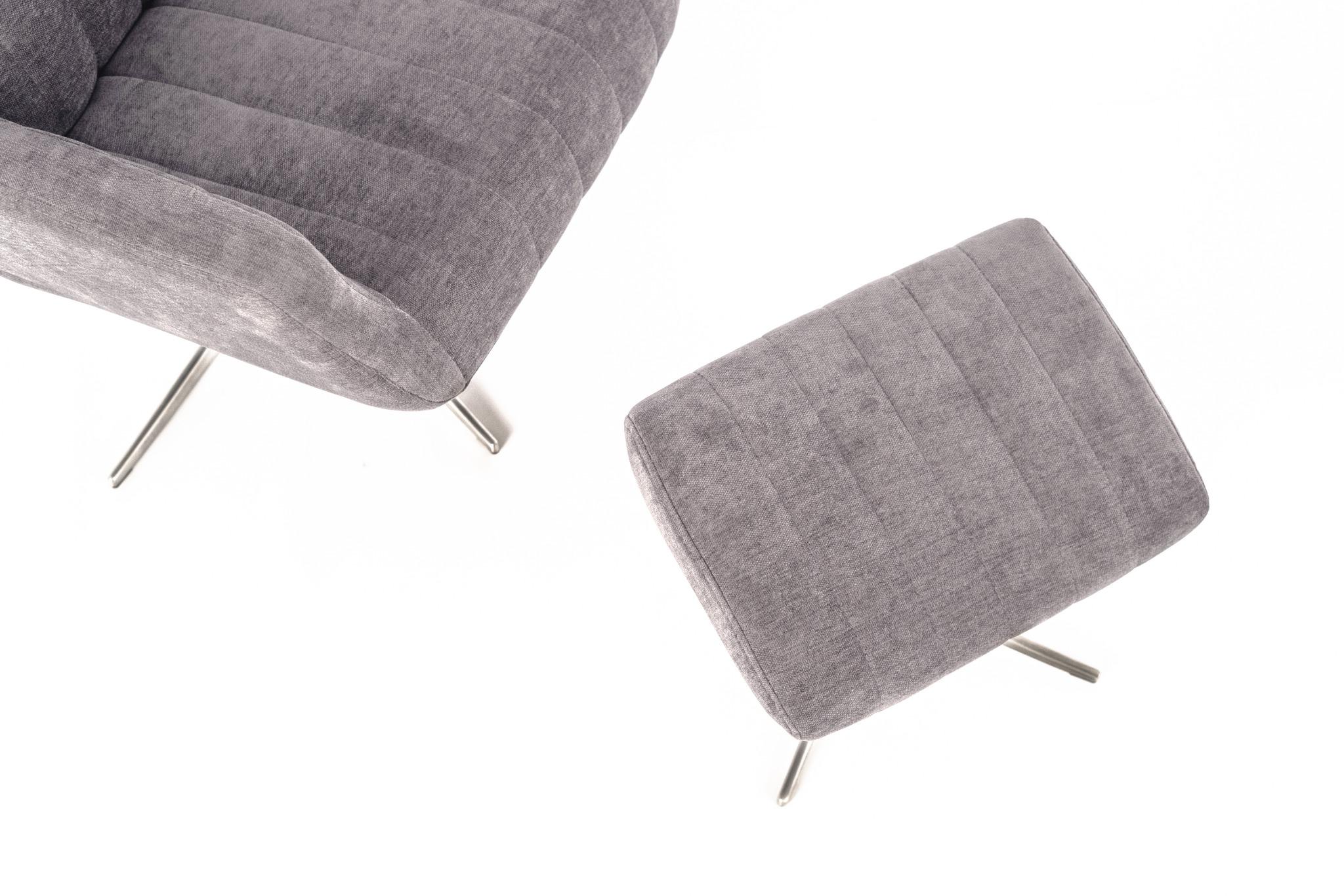 Poltrona reclinabile con pouf ASTRID grigio chiaro