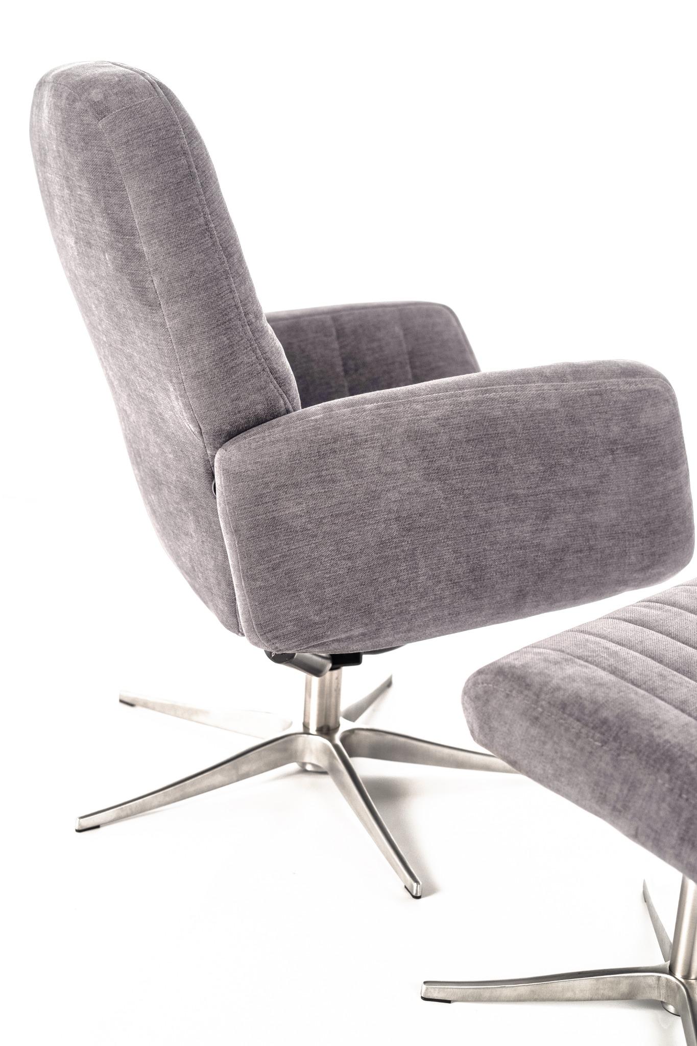 Poltrona reclinabile con pouf ASTRID grigio chiaro