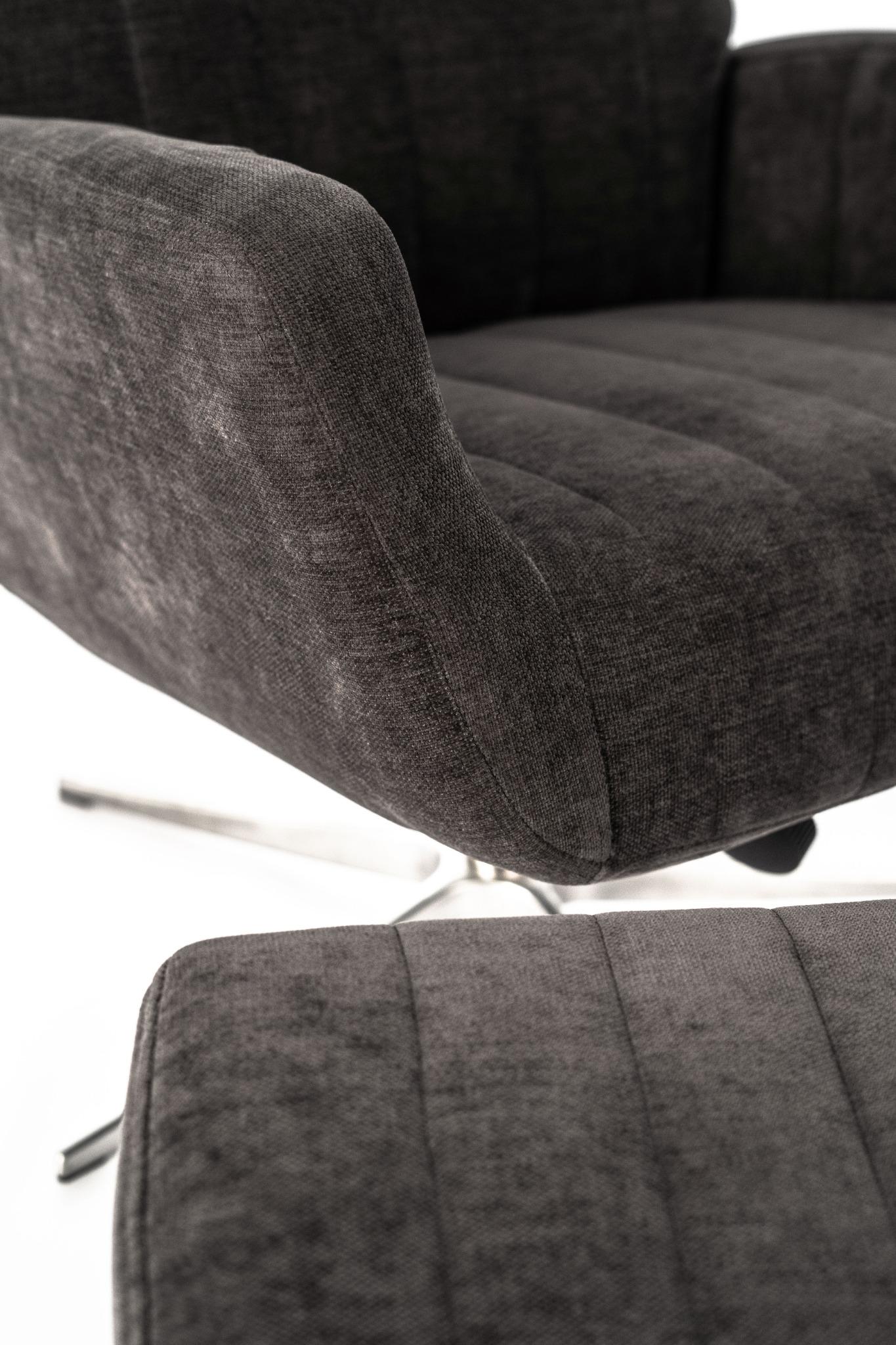 Poltrona reclinabile con pouf ASTRID grigio scuro