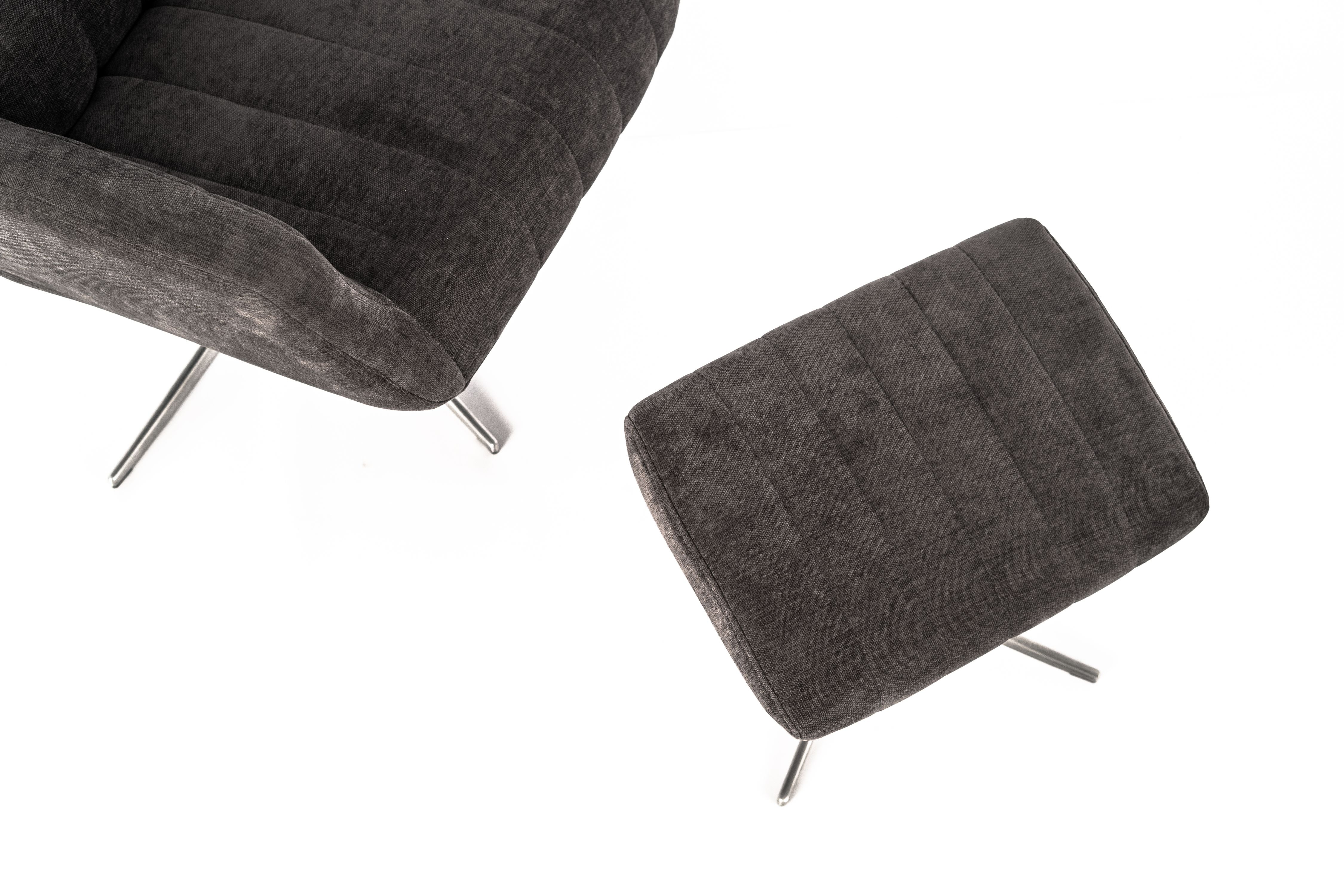 Poltrona reclinabile con pouf ASTRID grigio scuro