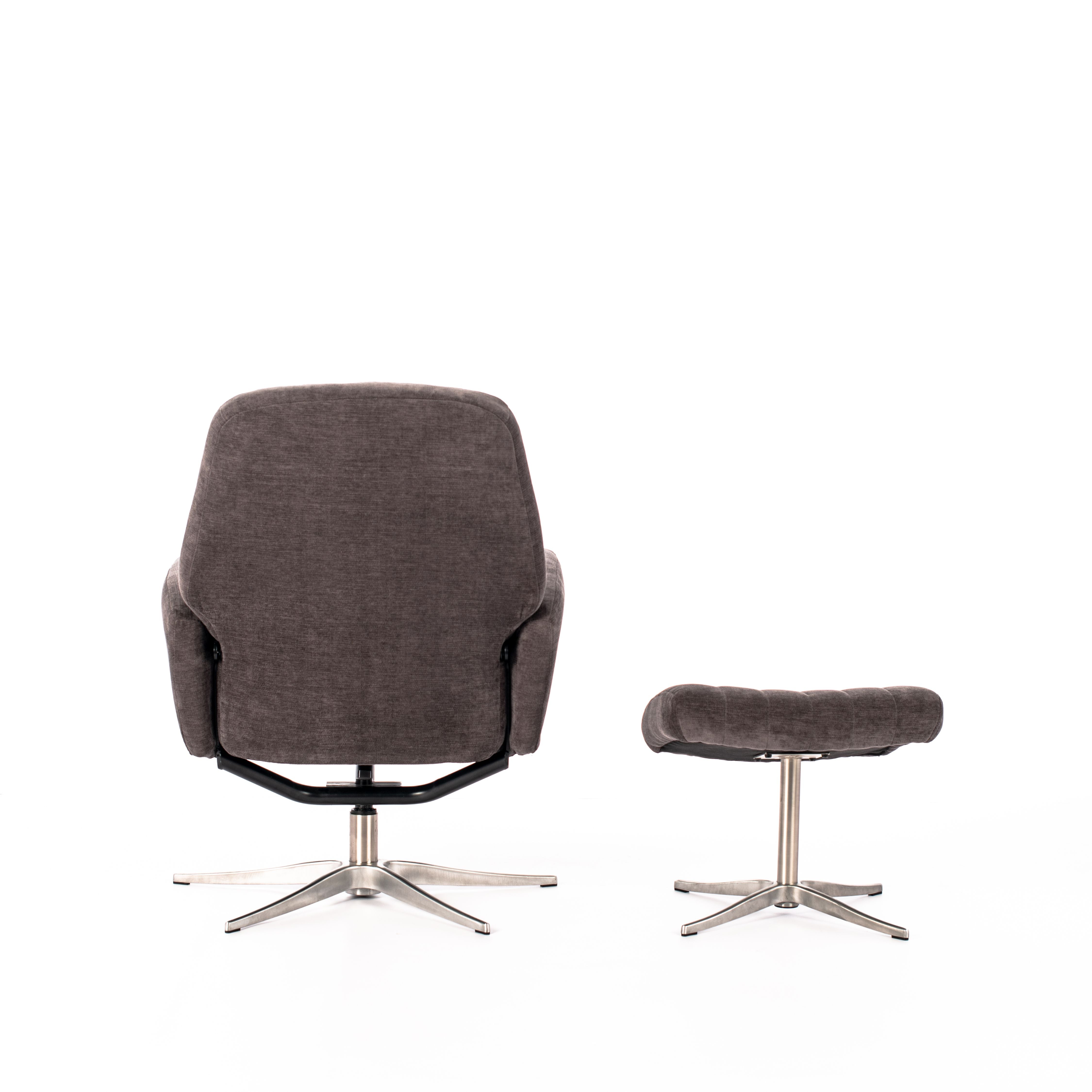 Poltrona reclinabile con pouf ASTRID grigio scuro
