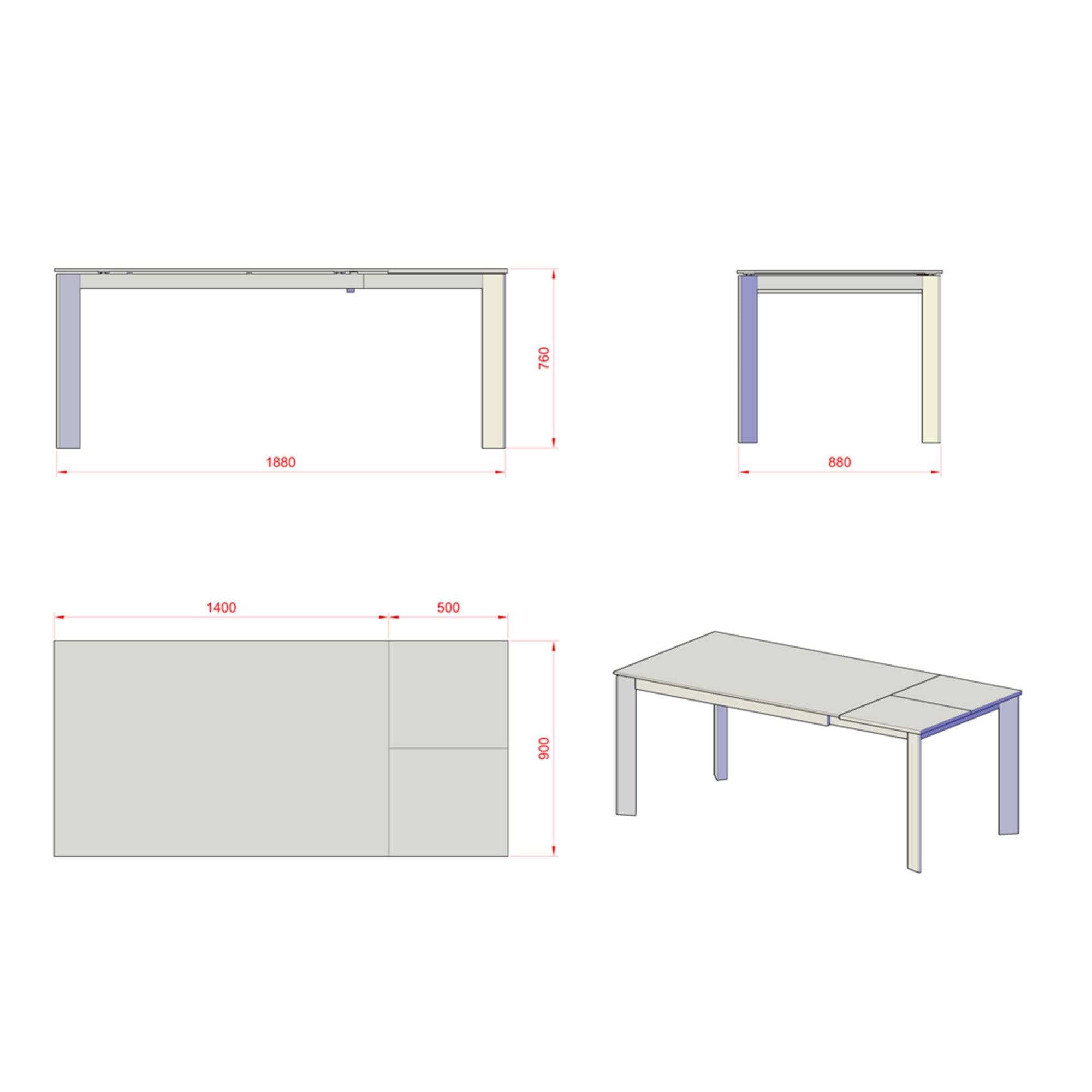 AMBURGO extendable table white ceramic