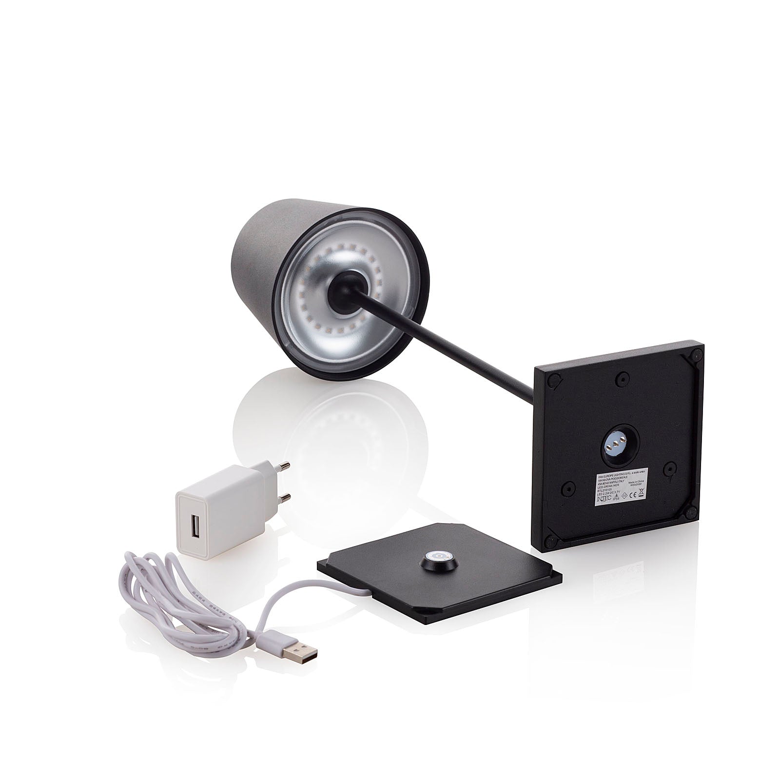 KIMA schwarze wiederaufladbare Tischlampe
