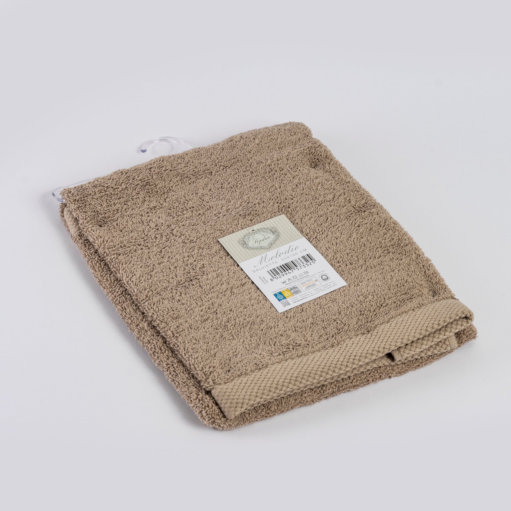 Asciugamano viso MELODIE tortora