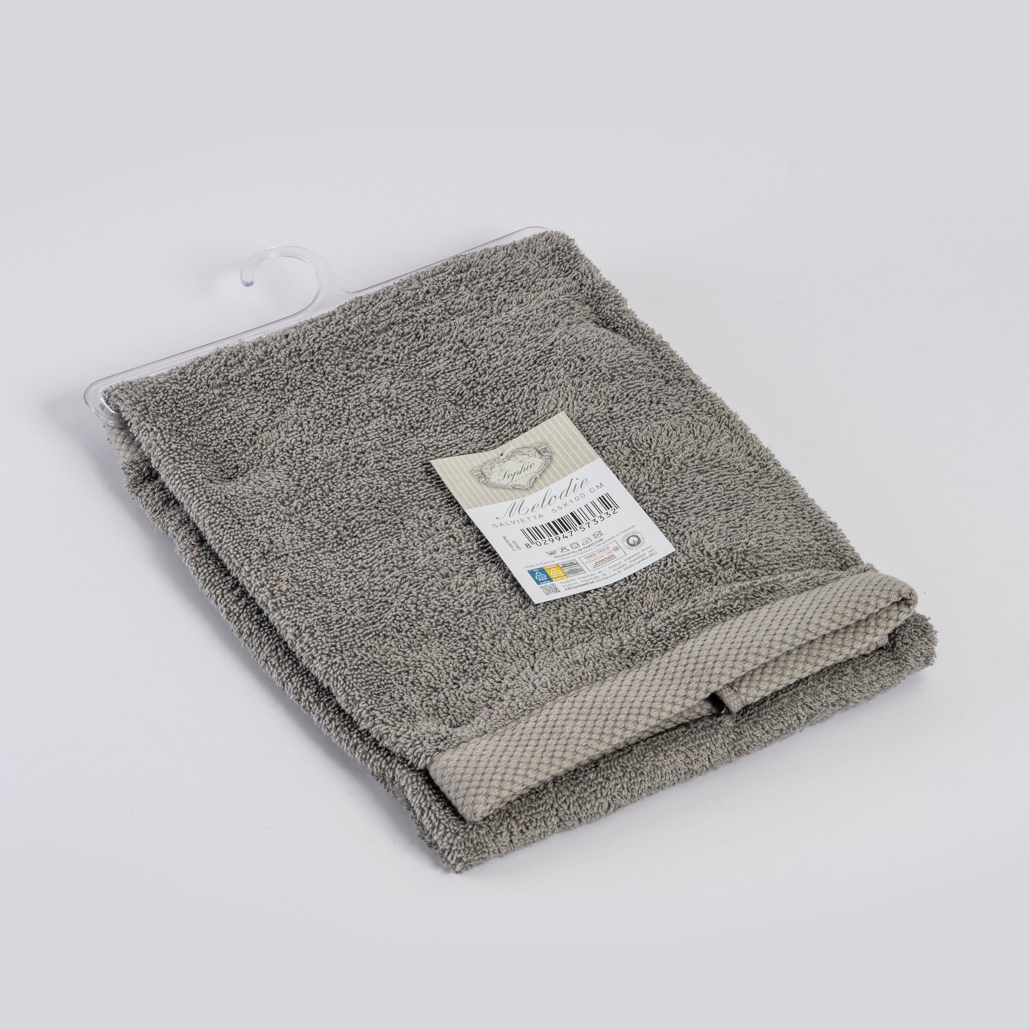 Asciugamano viso MELODIE grigio