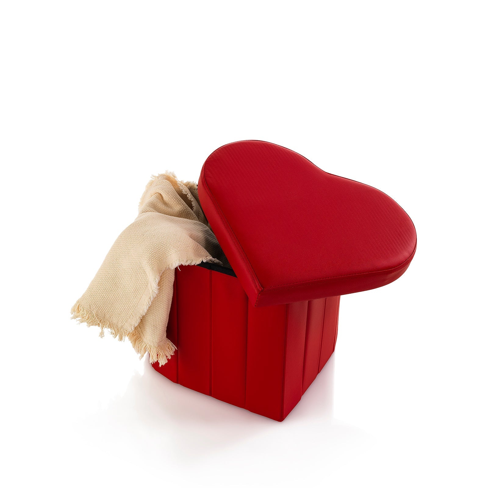 Pouf con contenitore CUORE rosso - 3