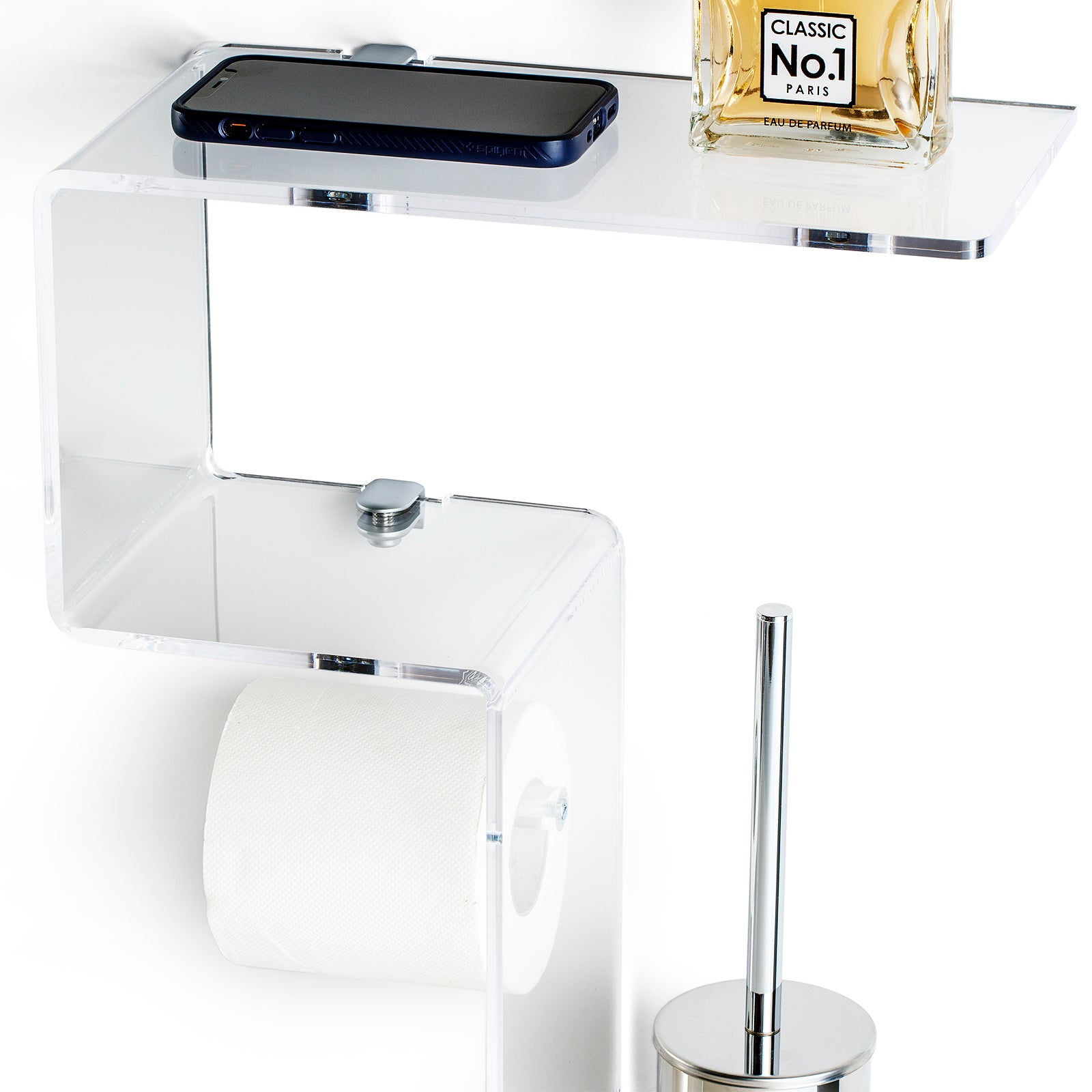 Mensola multifunzione per bagno da parete ACHILLE trasparente - 3