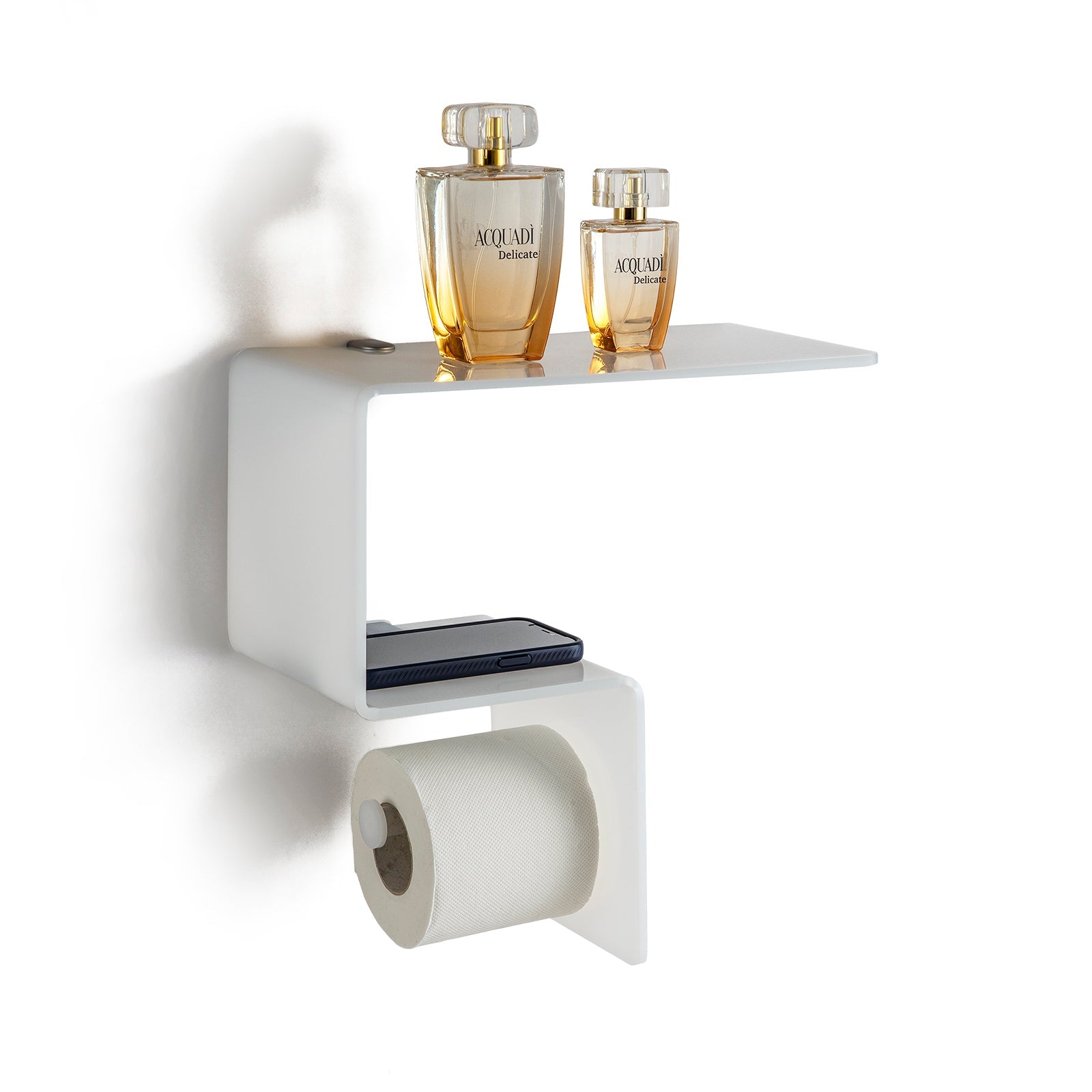 Mensola c/porta rotolo per bagno da parete ACHILLE