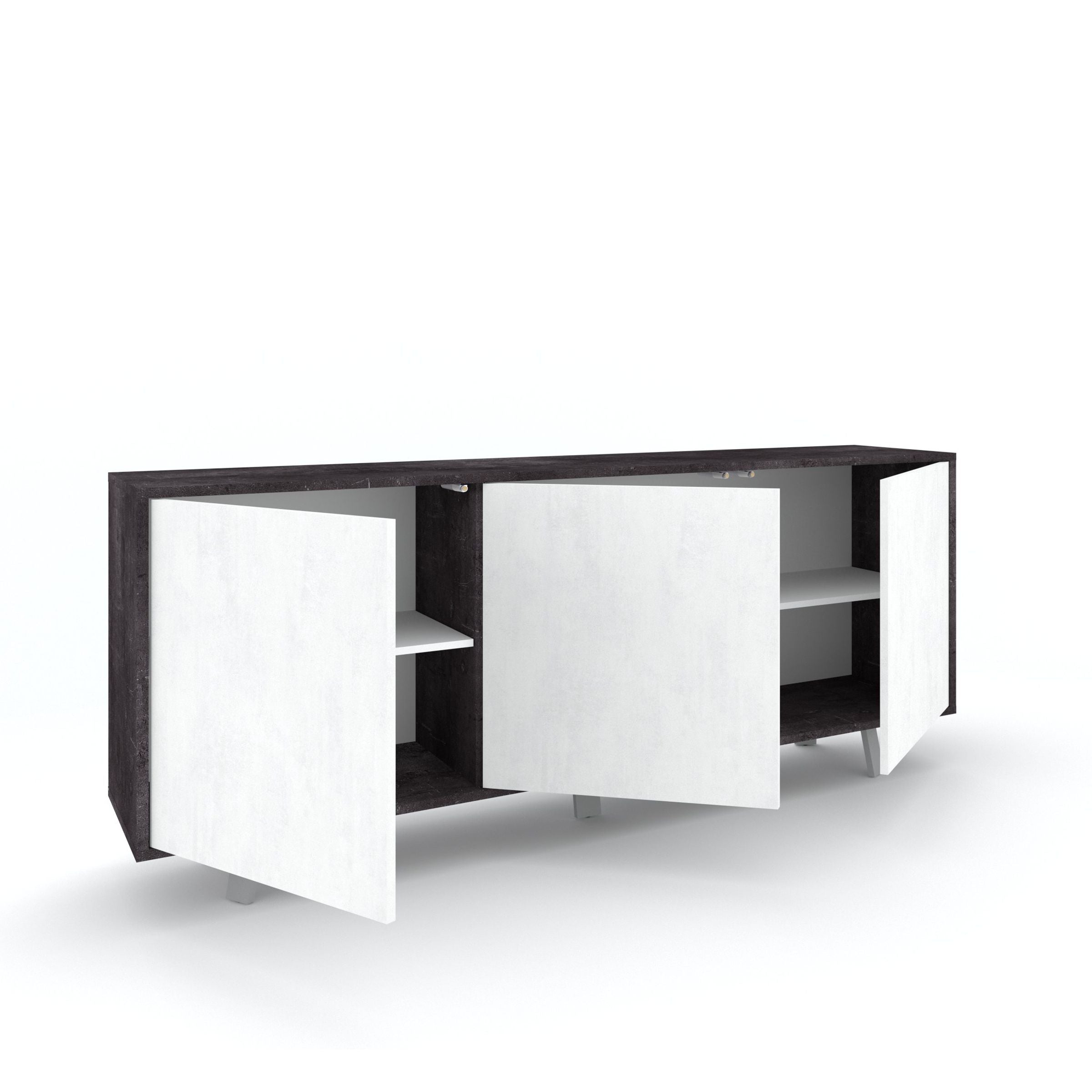 Buffet 3 ante VILINUS nero pietra/bianco pietra - 2