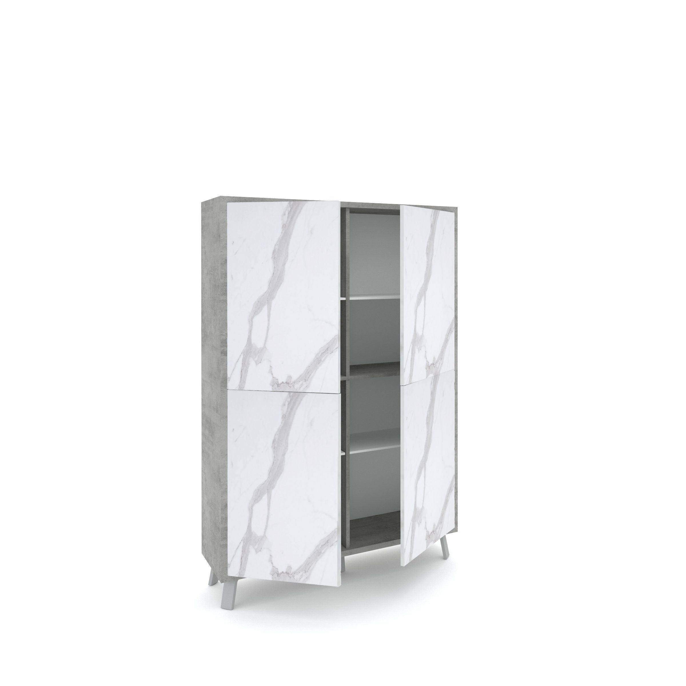 Credenza alta VILINUS cemento/marmo calacatta - 2
