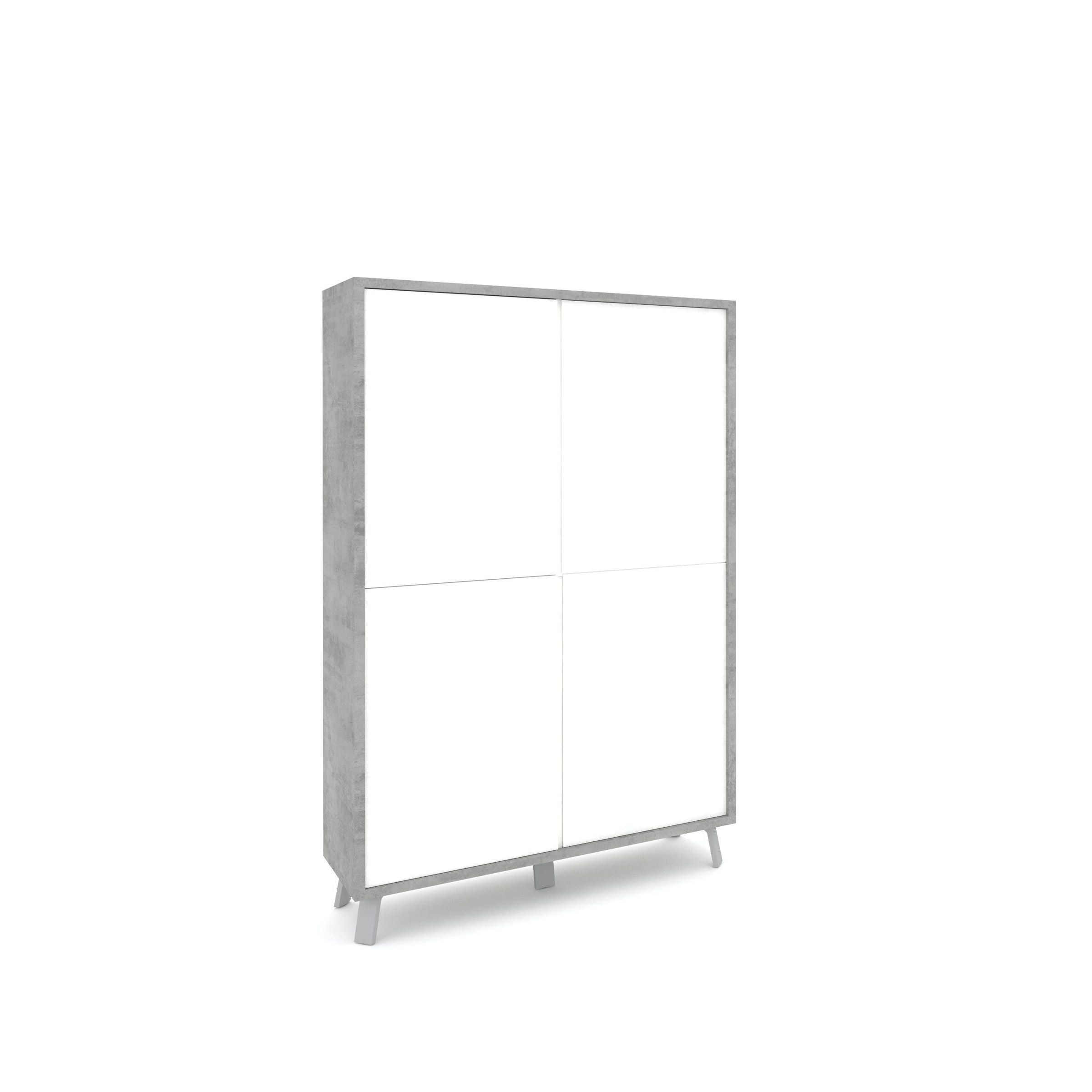 Credenza alta VILINUS cemento/bianco pietra