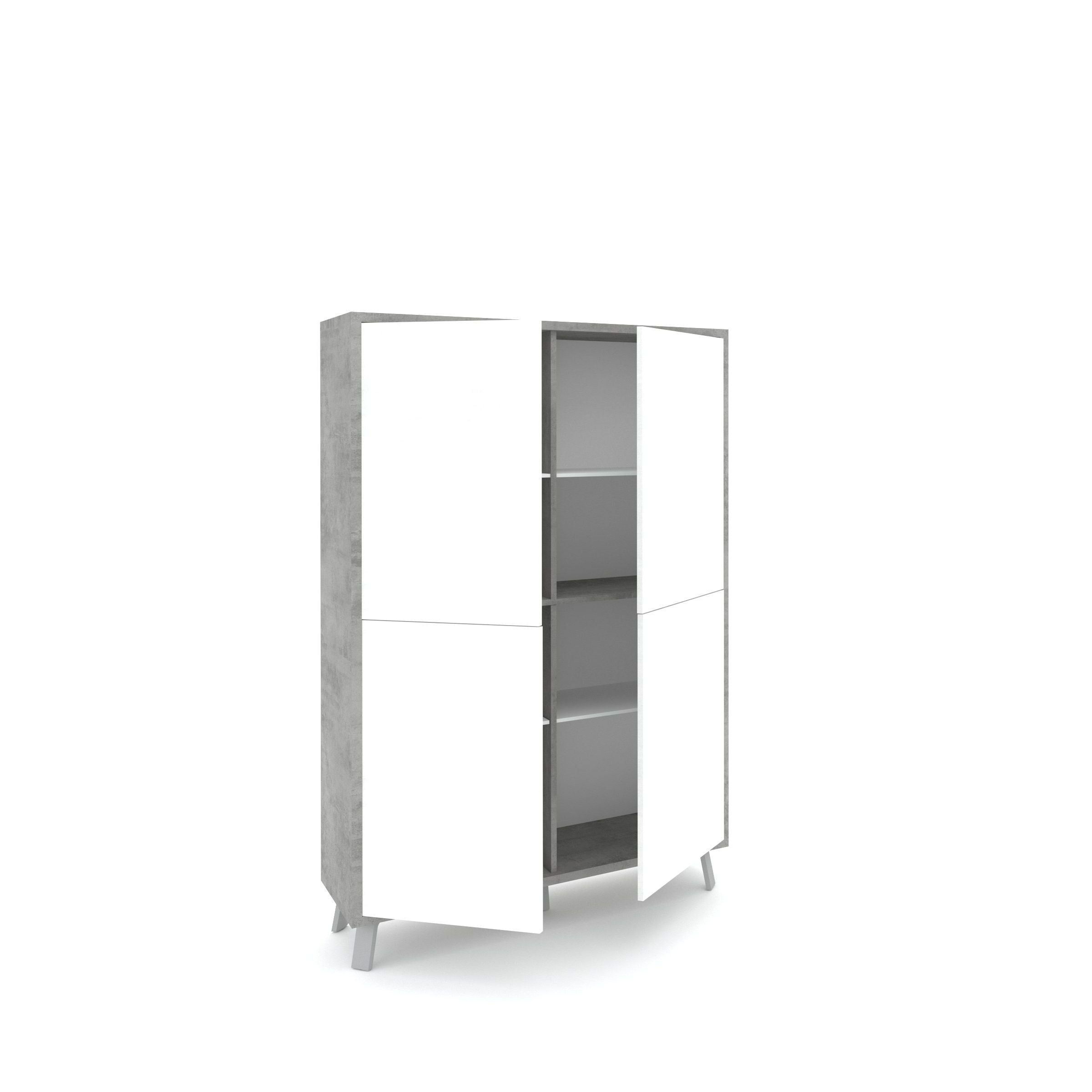 Credenza alta VILINUS cemento/bianco pietra - 2