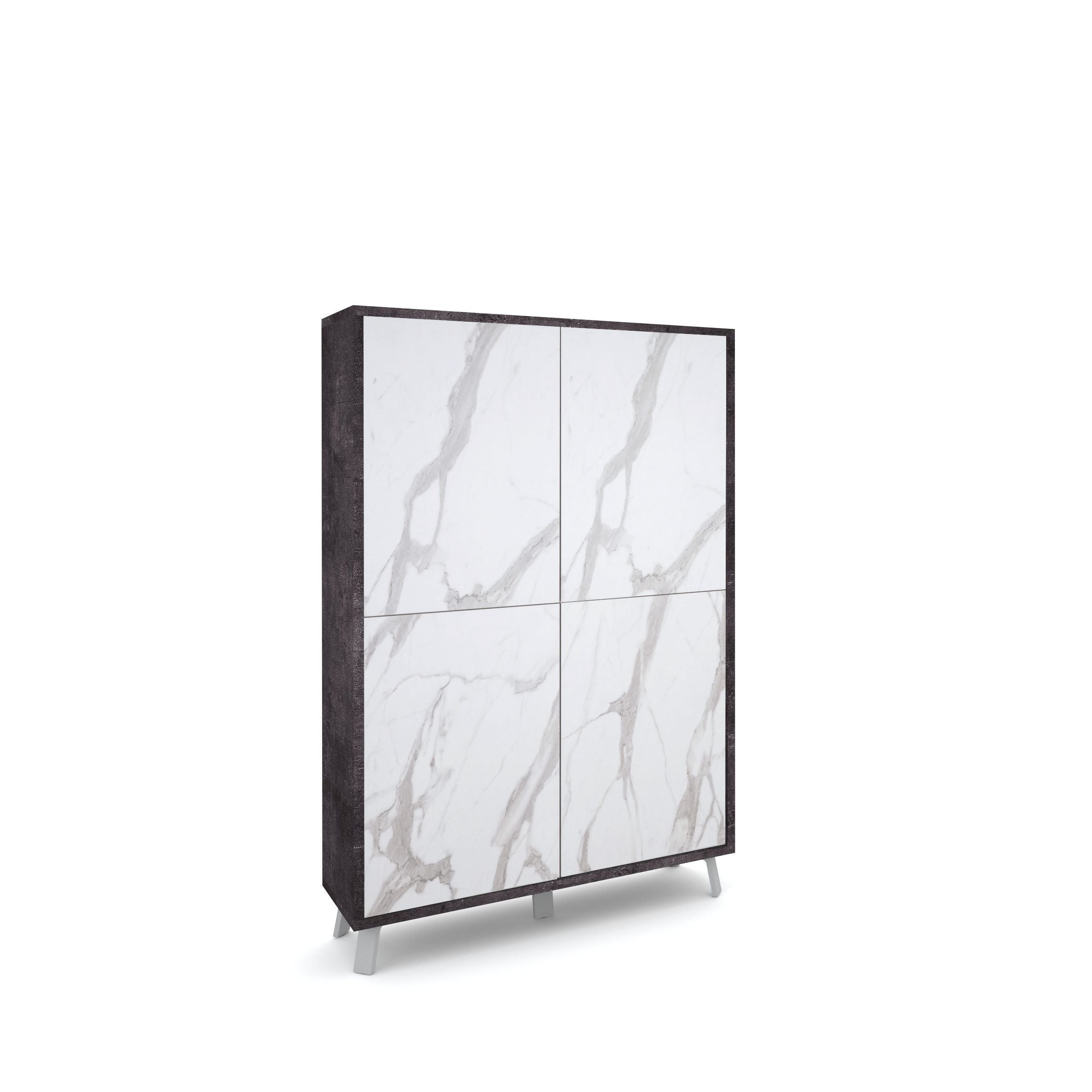 Credenza alta VILINUS nero pietra/marmo calacatta