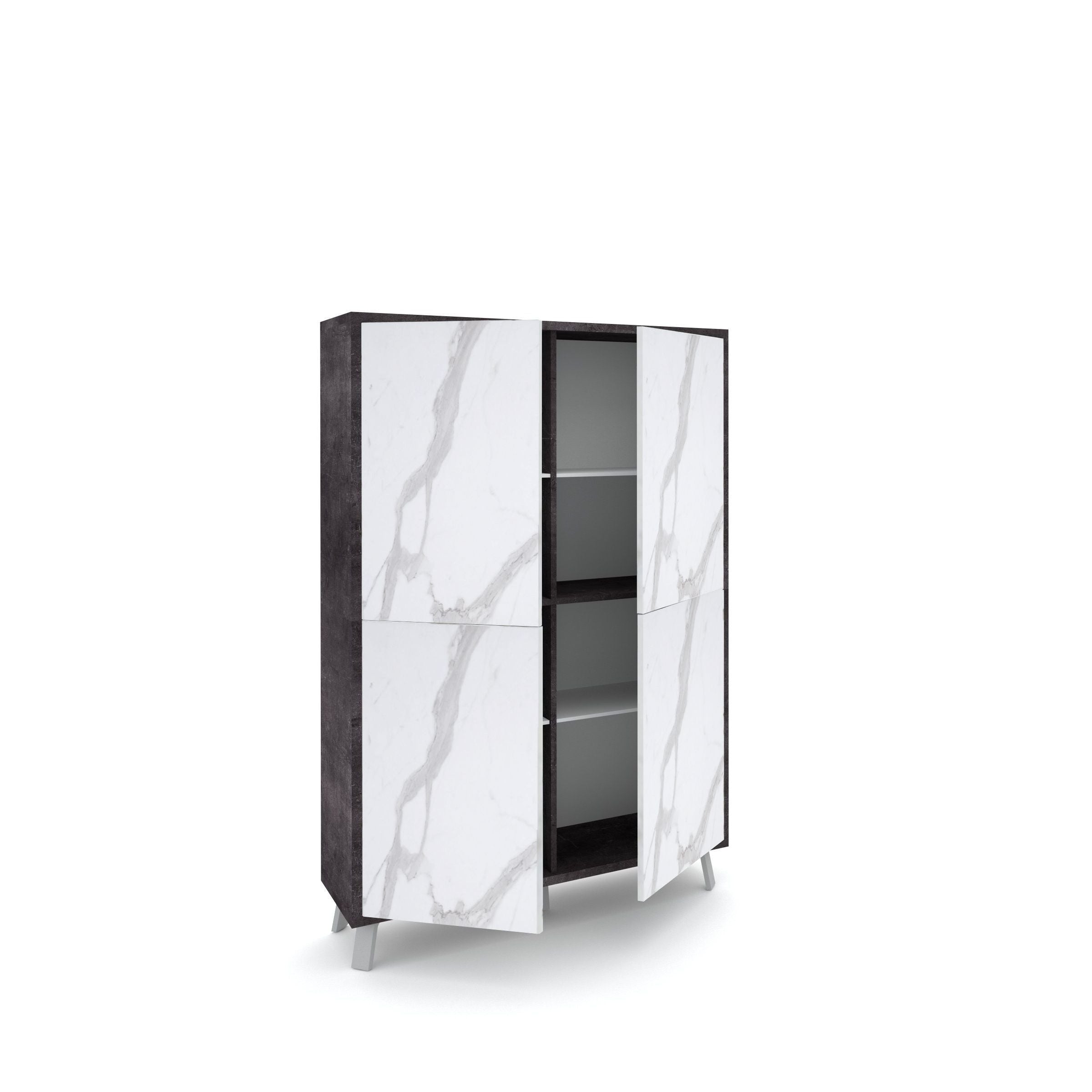 Credenza alta VILINUS nero pietra/marmo calacatta - 2