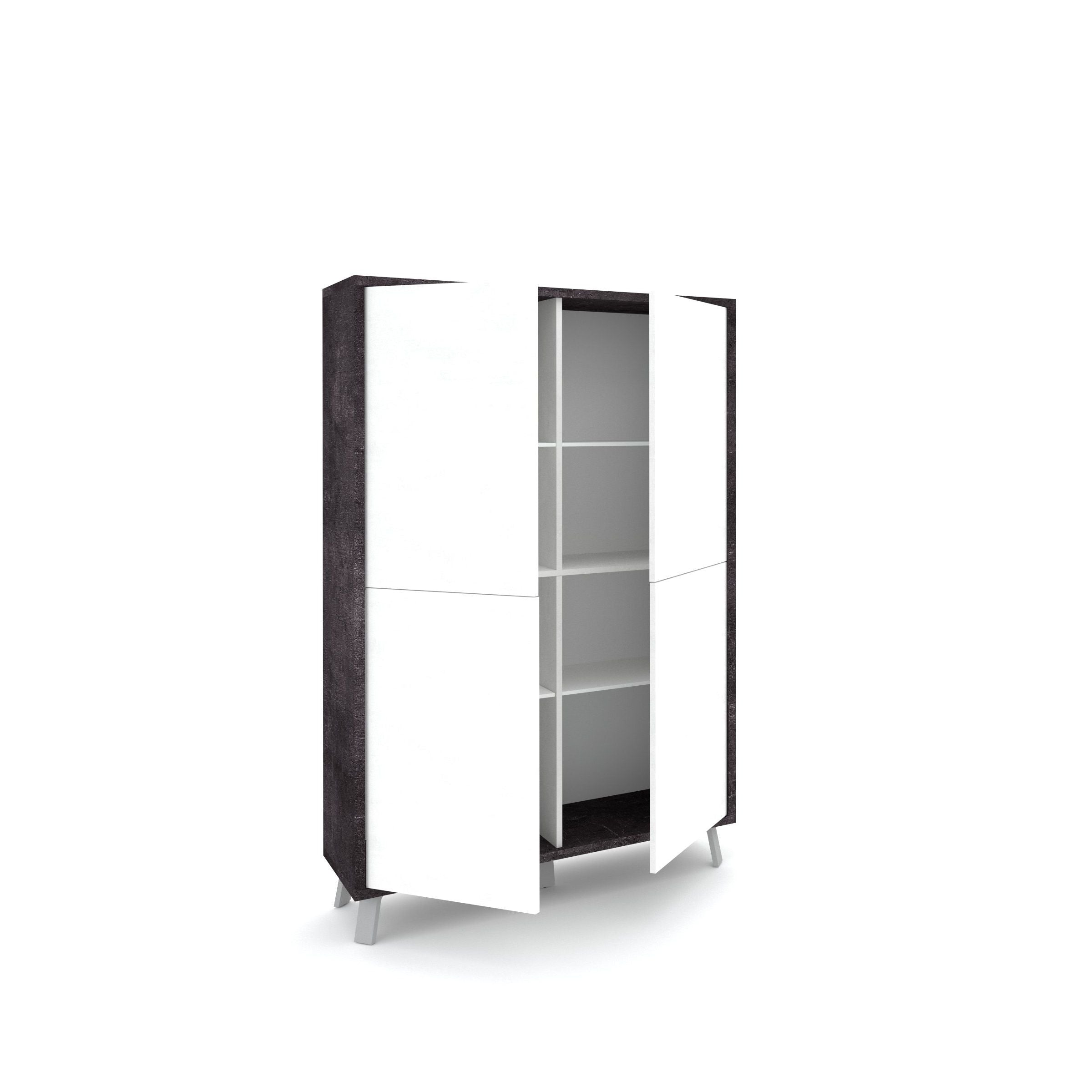 Credenza alta VILINUS nero pietra/bianco pietra - 2