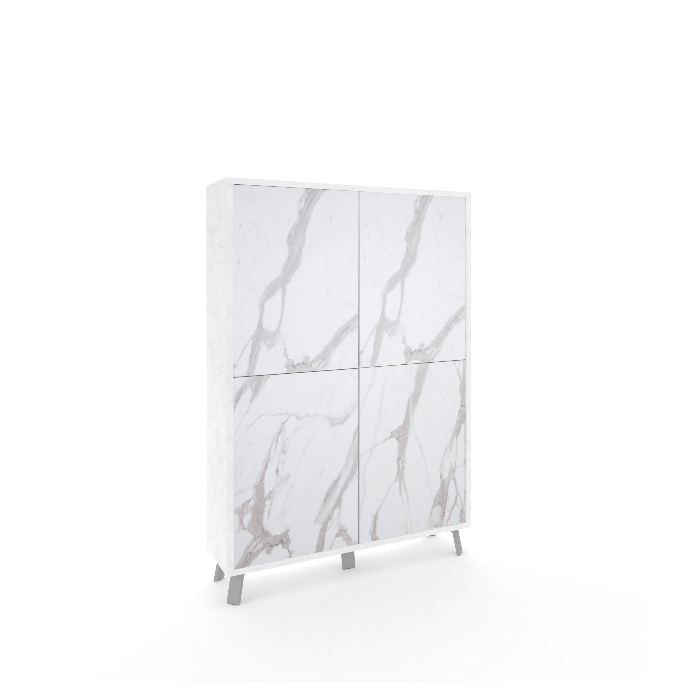 Credenza alta VILINUS bianco pietra/marmo calacatta