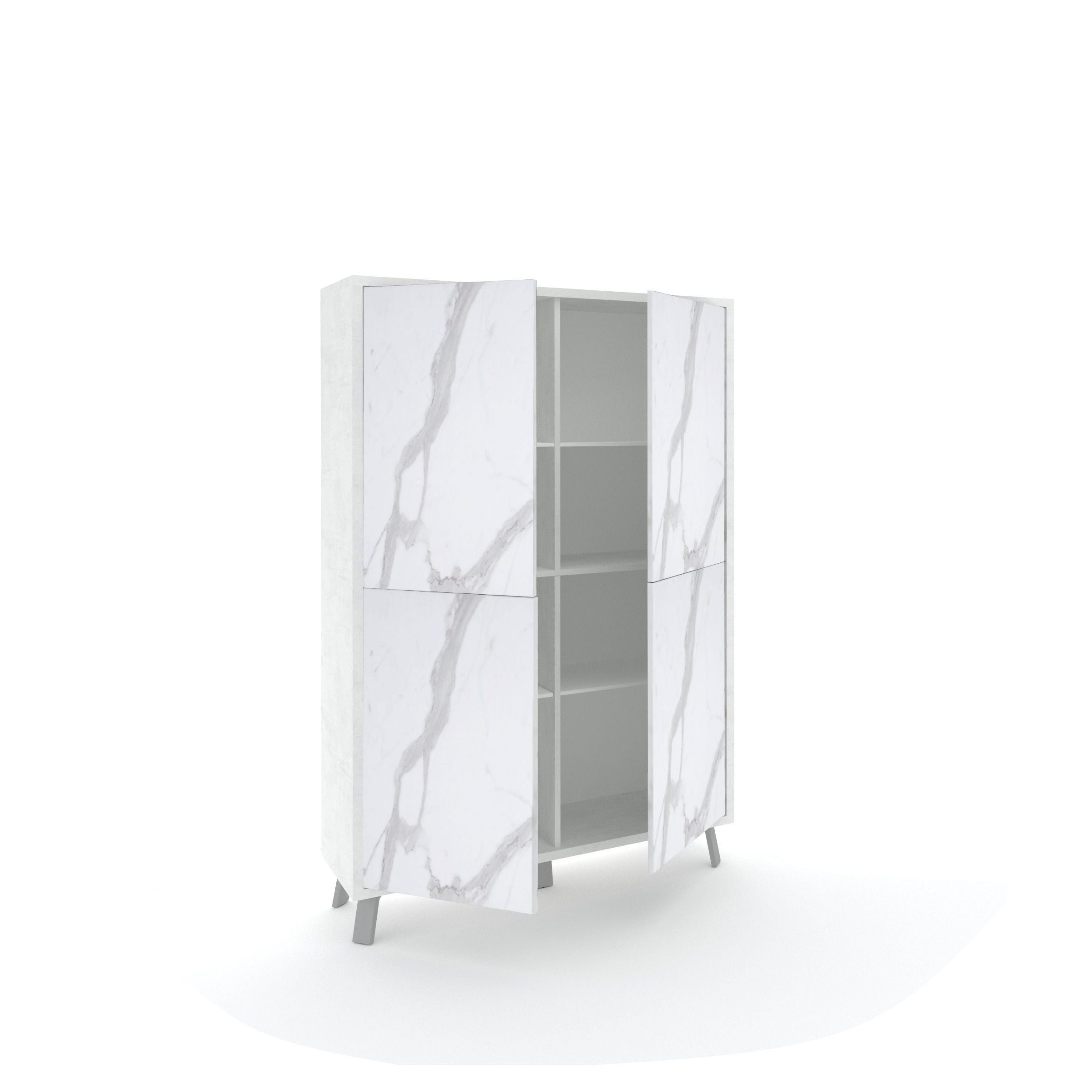 Credenza alta VILINUS bianco pietra/marmo calacatta - 2