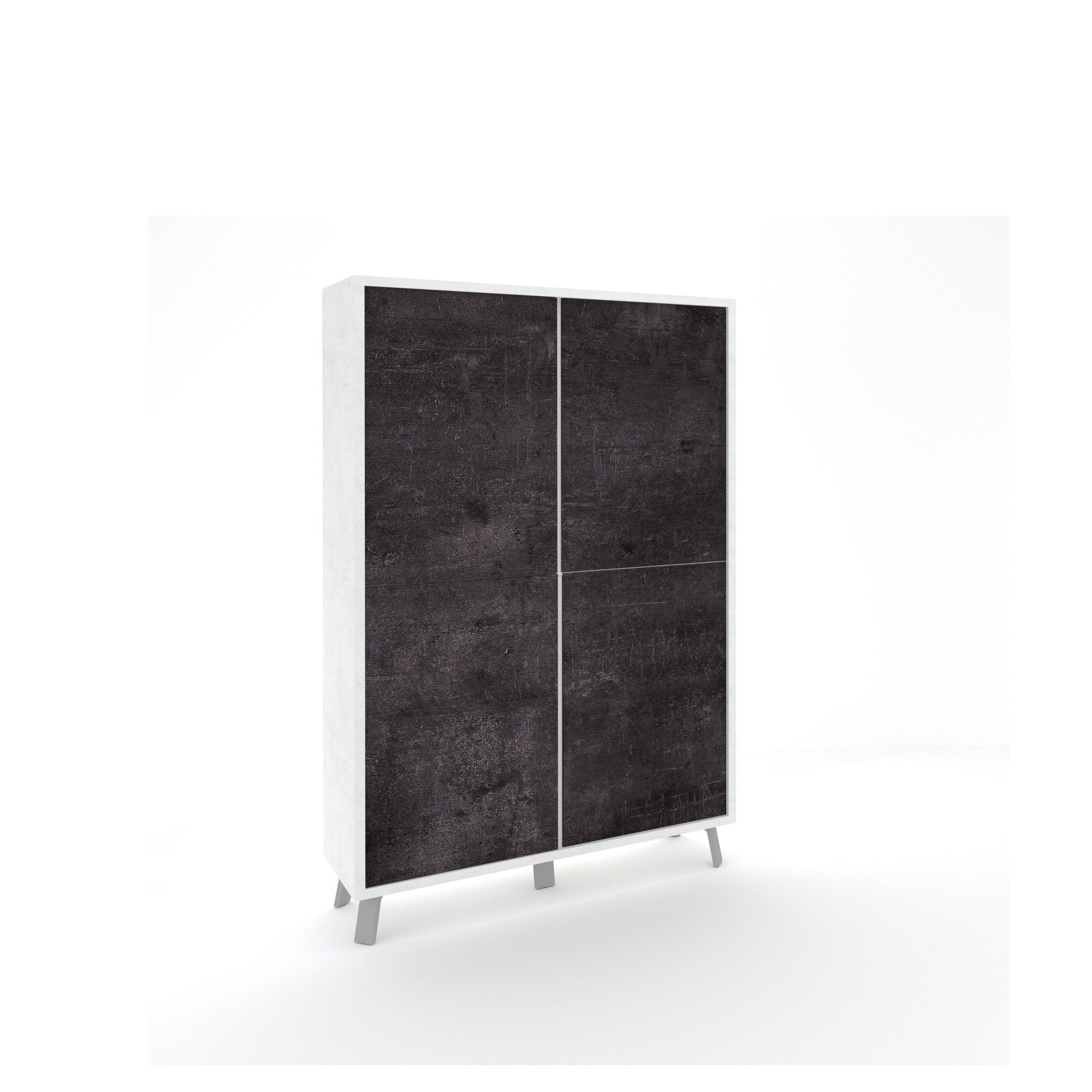 Credenza alta VILINUS bianco pietra/nero pietra