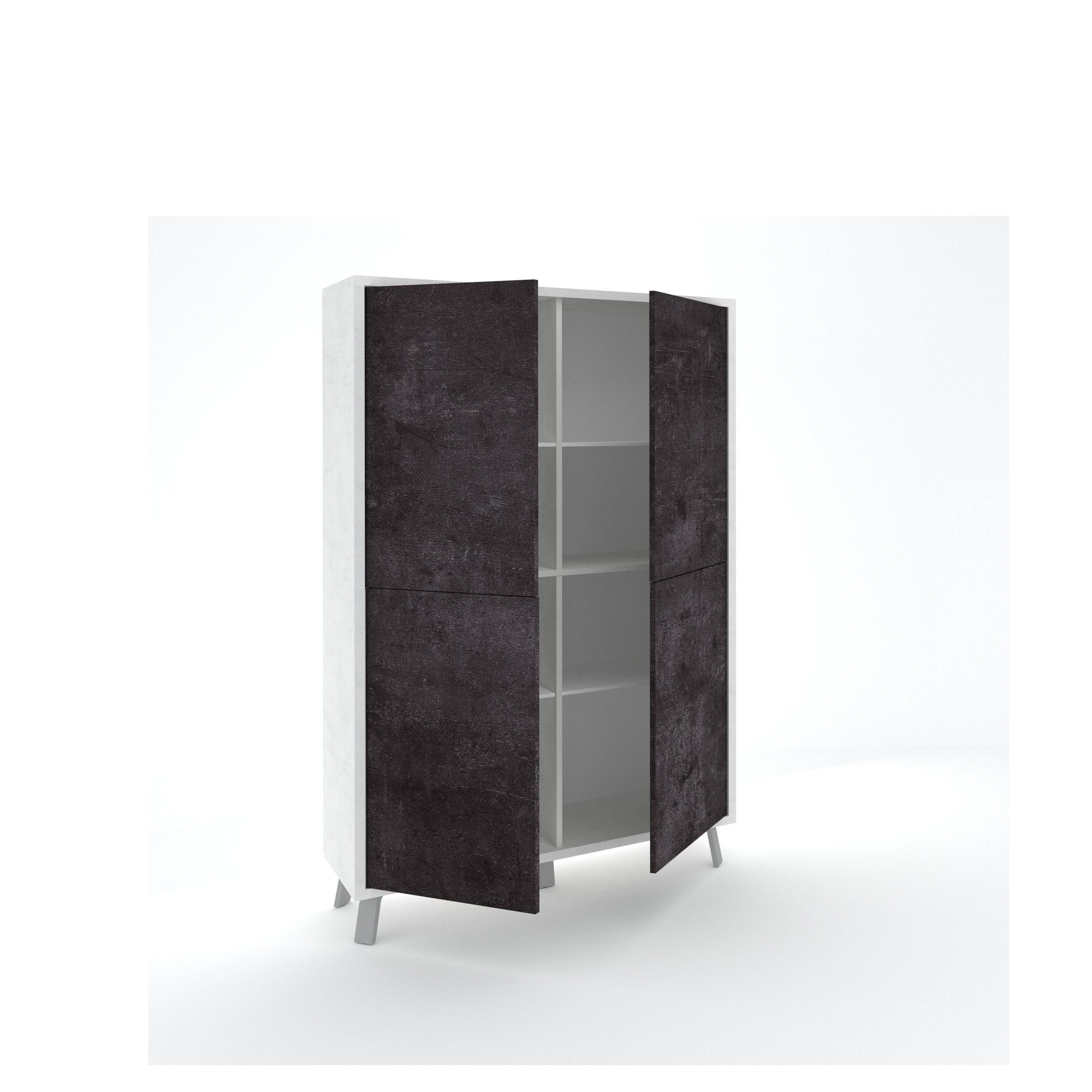 Credenza alta VILINUS bianco pietra/nero pietra - 2