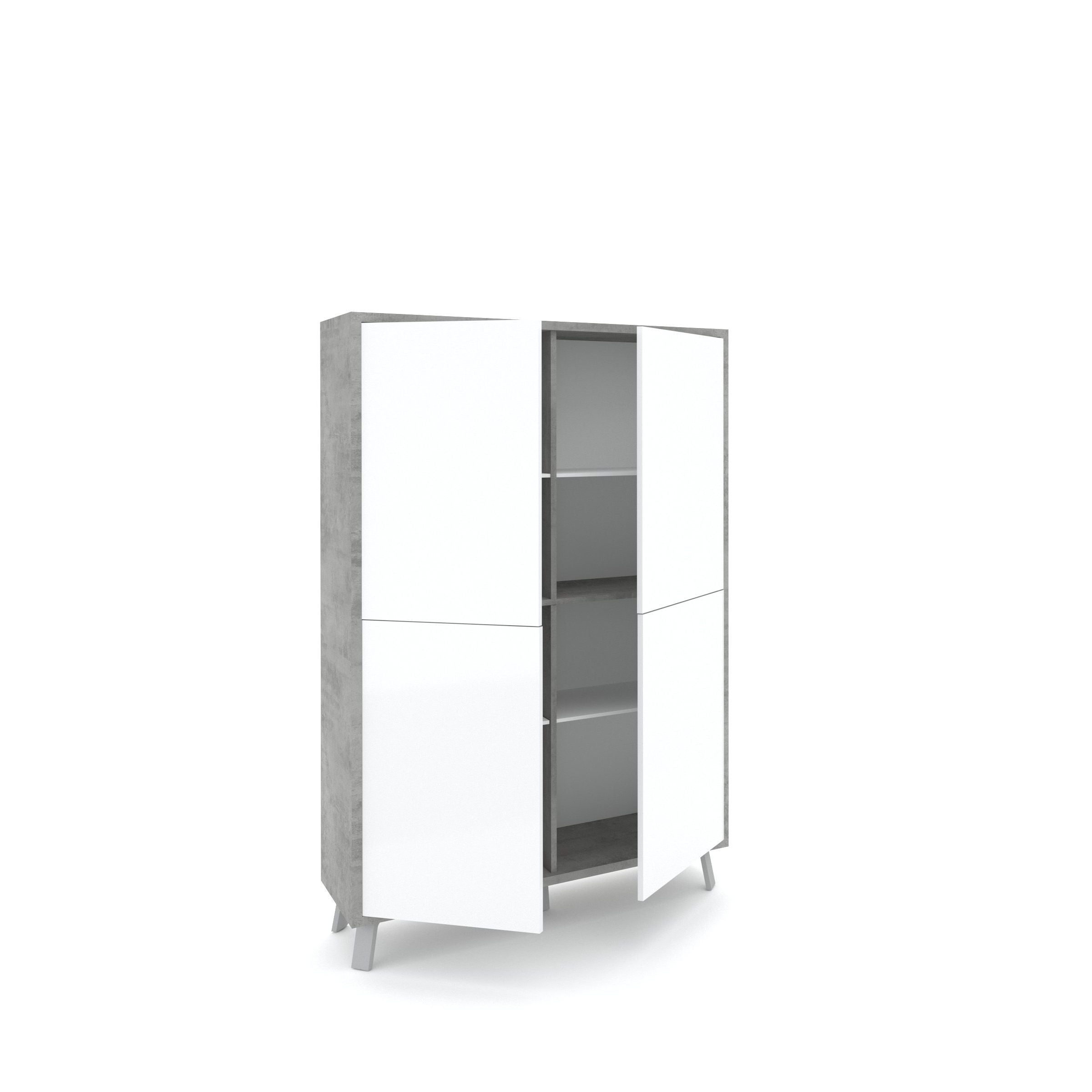 Credenza alta VILINUS cemento/bianco lucido - 2