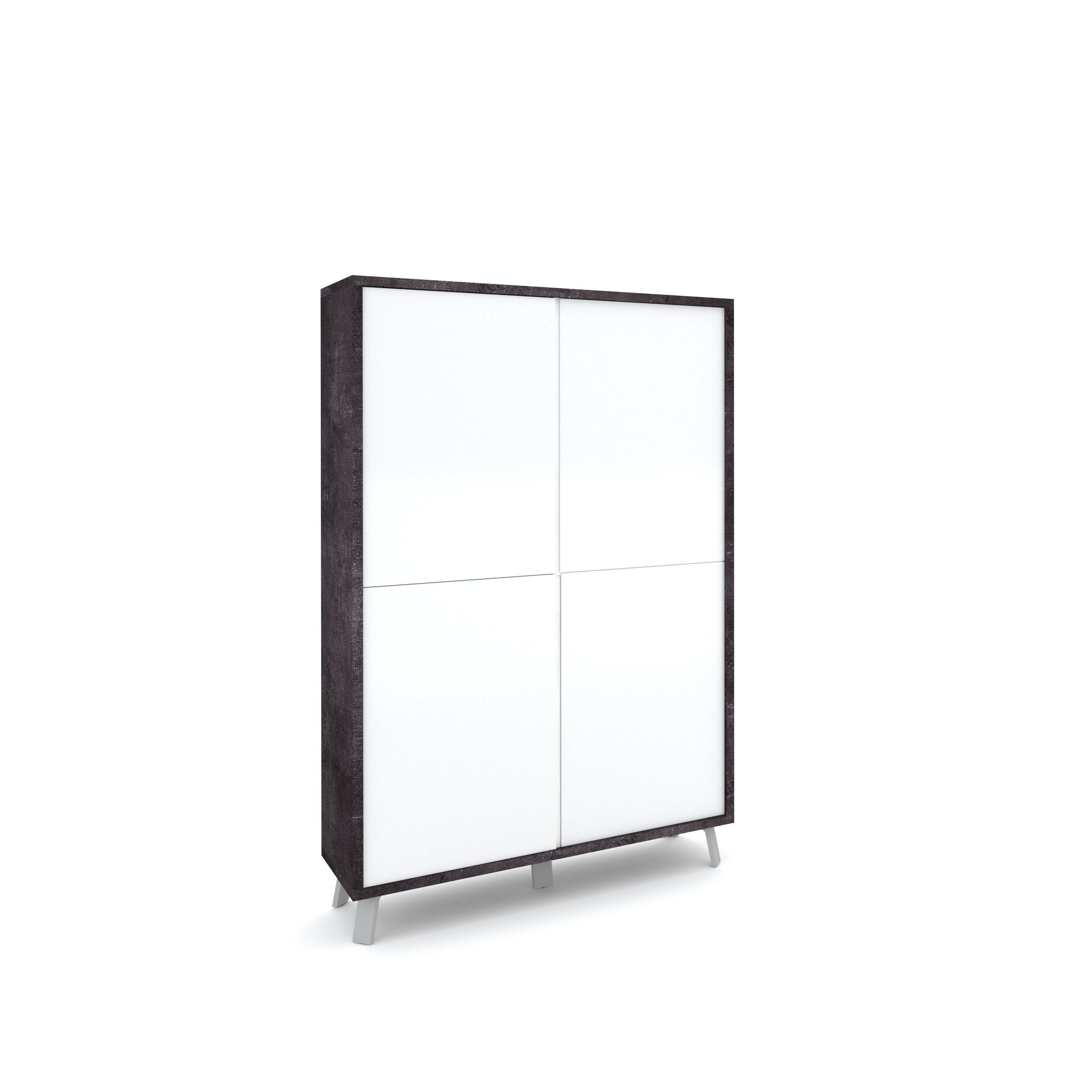 Credenza alta VILINUS nero pietra/bianco lucido