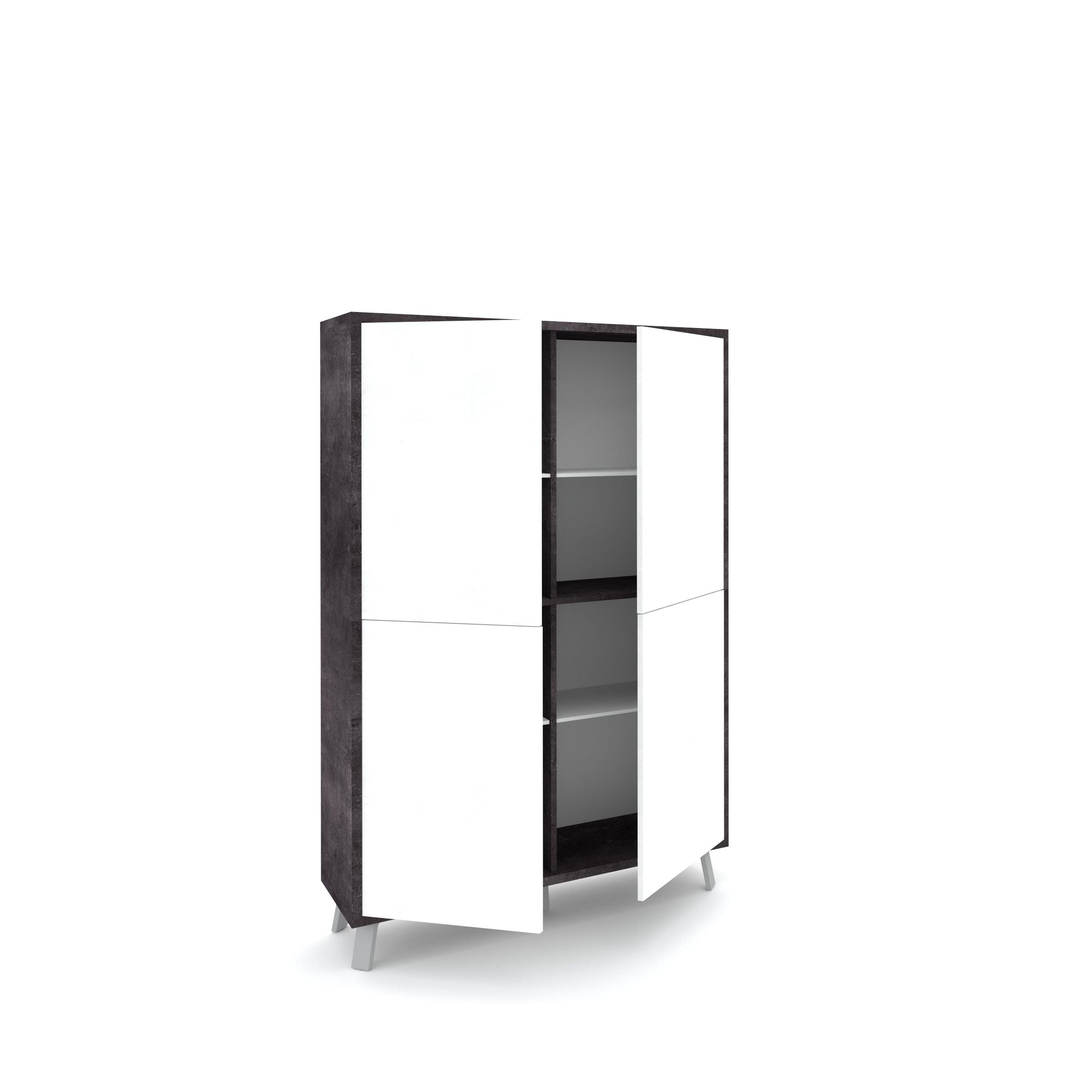 Credenza alta VILINUS nero pietra/bianco lucido - 2