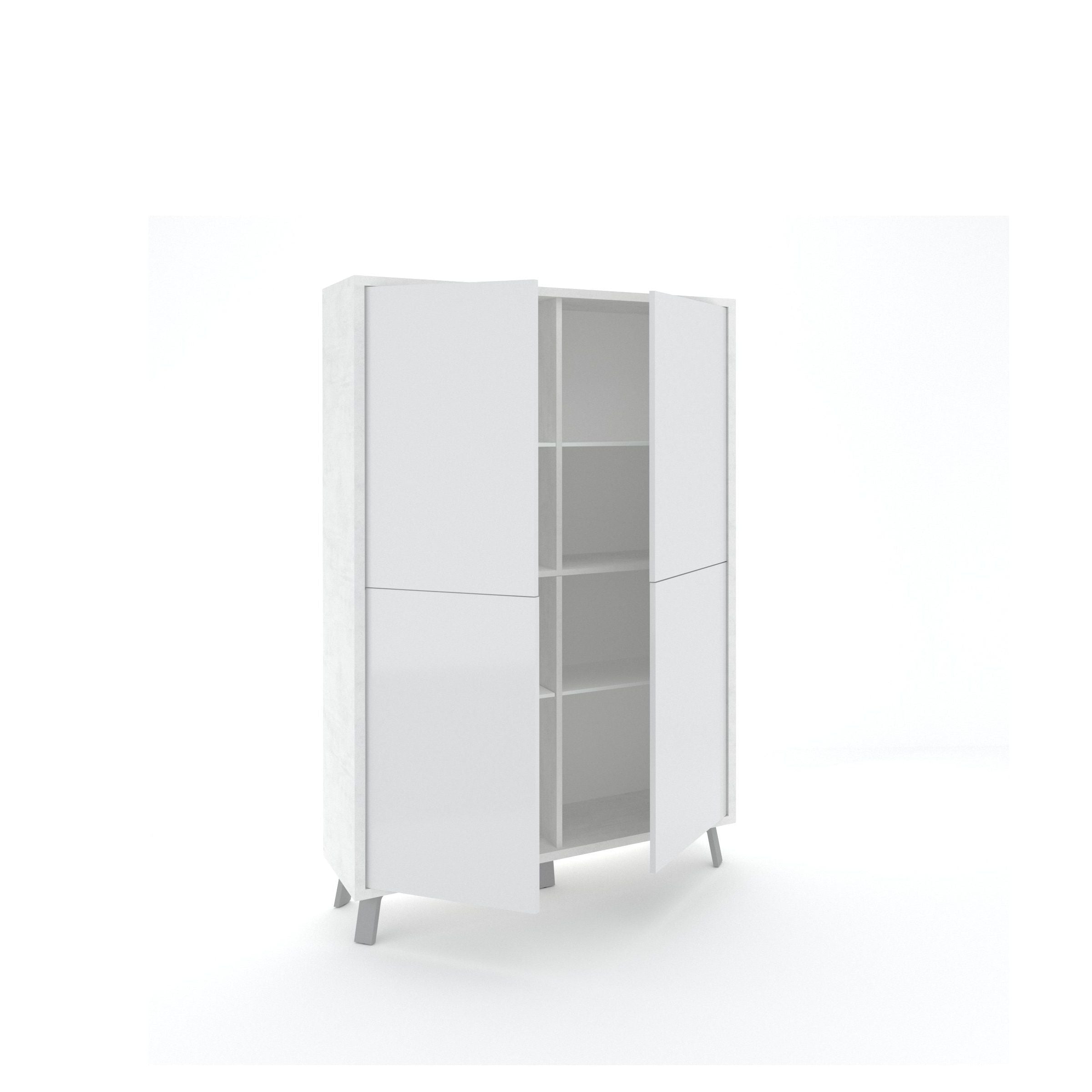Credenza alta VILINUS bianco pietra/bianco lucido - 2