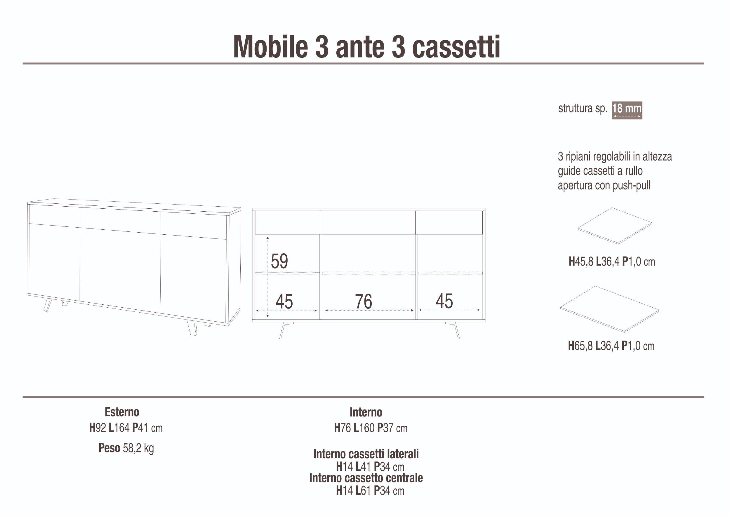 Credenza 3 ante/3 cassetti VILINUS