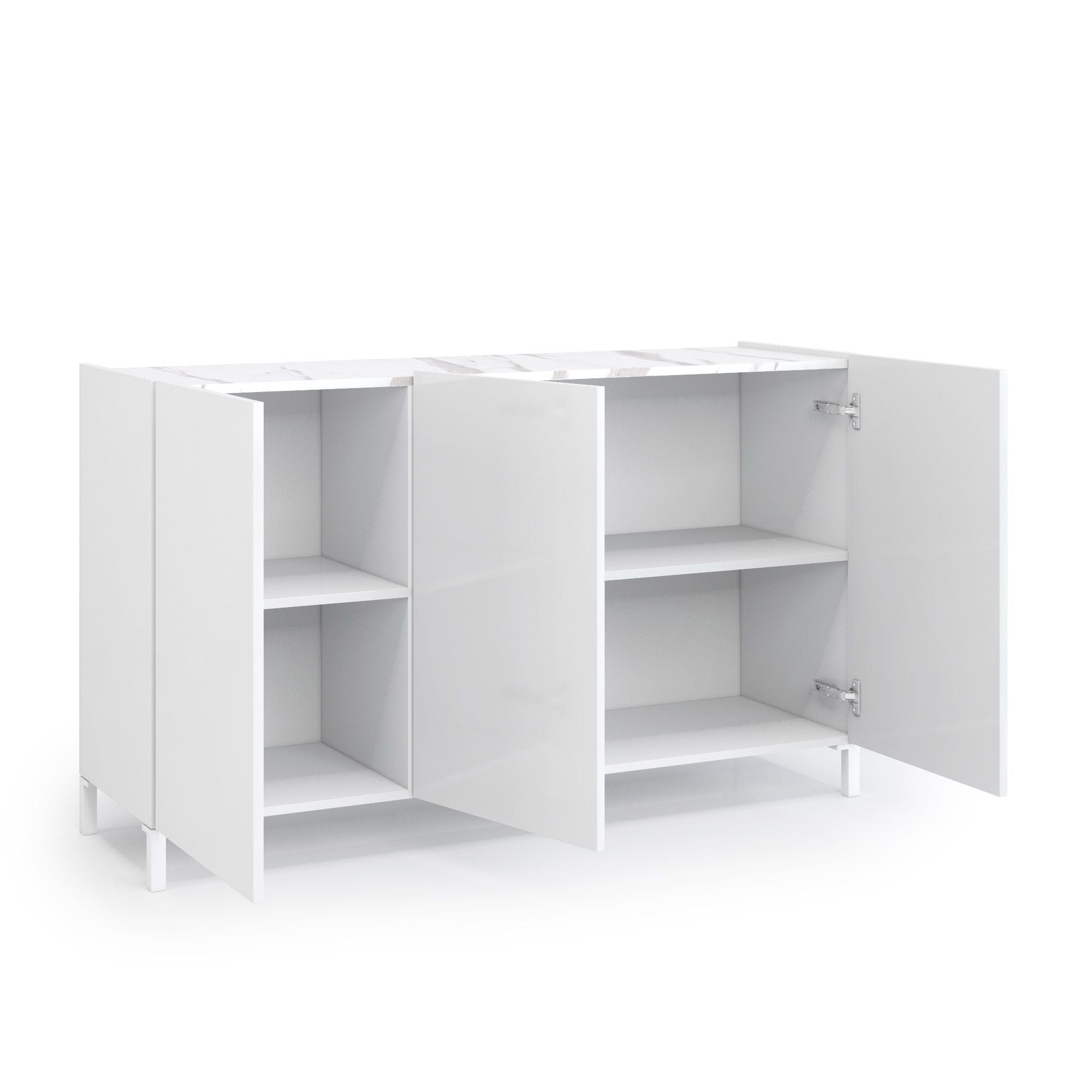 Buffet 3A KENNETH weiß glänzend/Calacatta Marmor