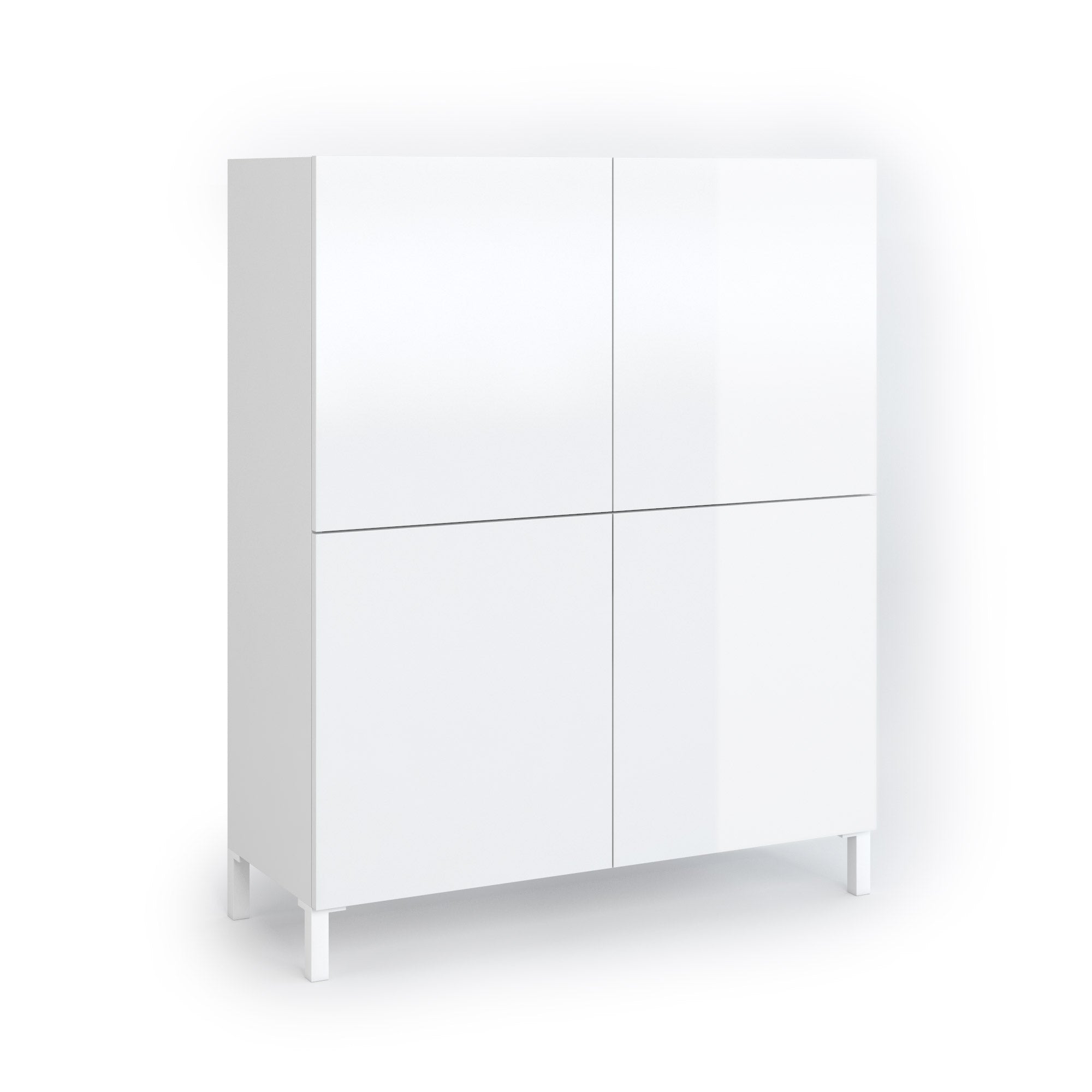 Credenza alta KENNETH bianco lucido/marmo calacatta