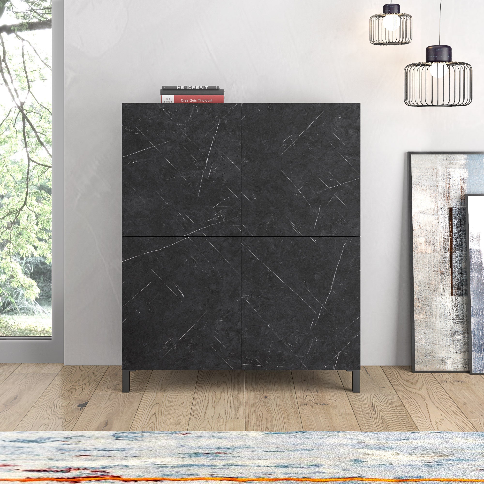 Credenza alta KENNETH marmo nero - 3