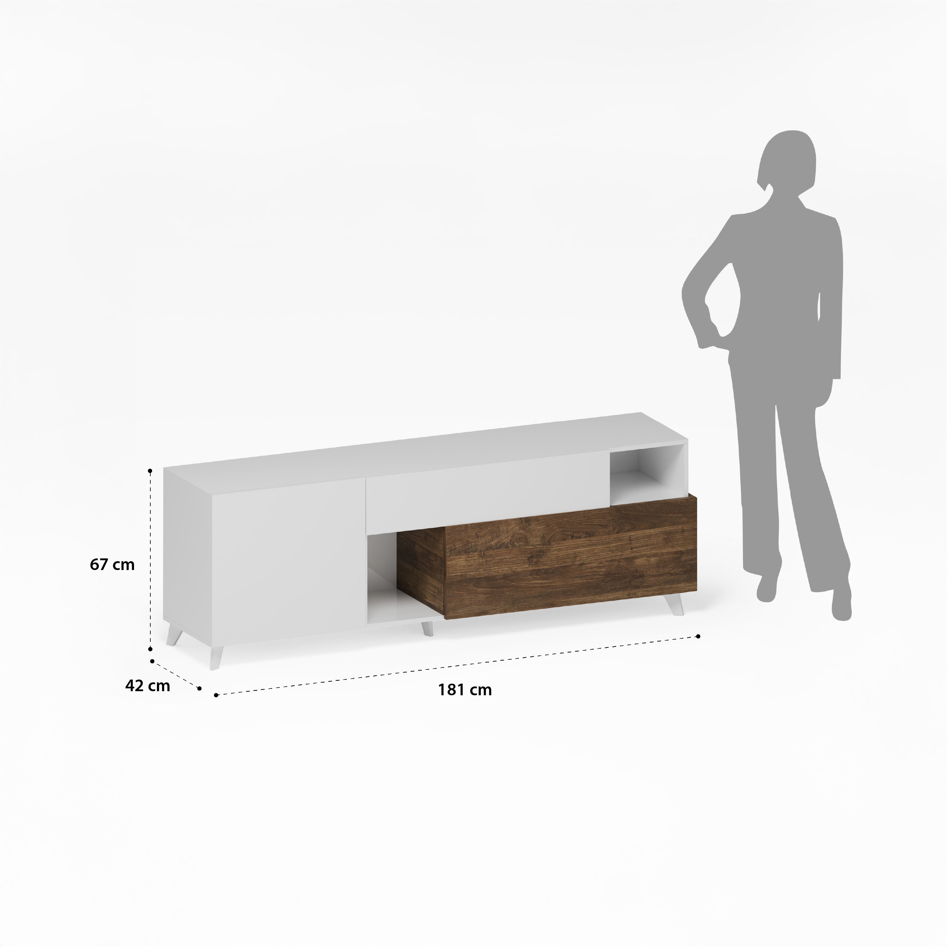 Porta TV NIZZA bianco lucido/mercure