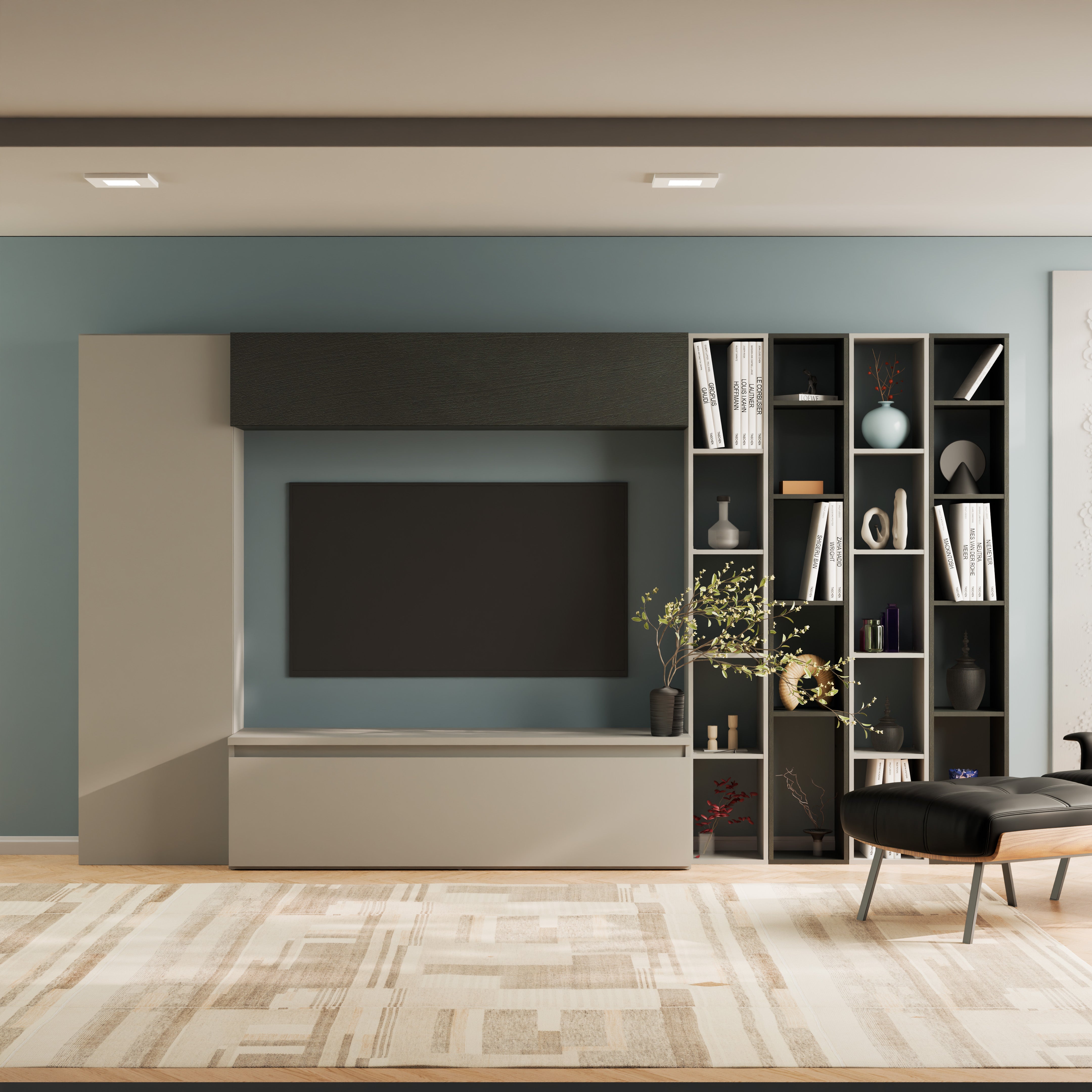 Composizione Living NEWPORT-2 lava/gesso