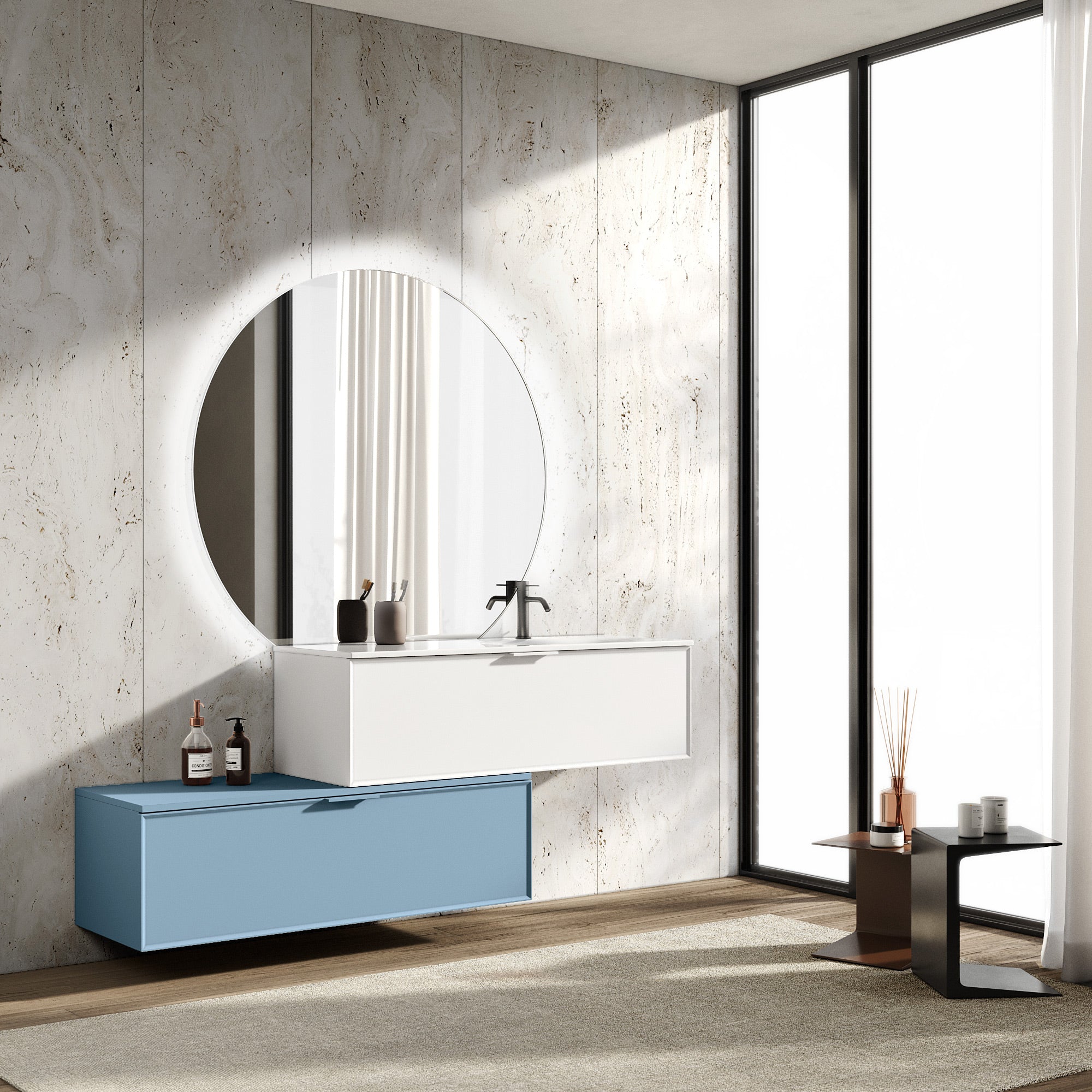 Composizione vasca DX CUPIDO-54 bianco/azzurro tiffany