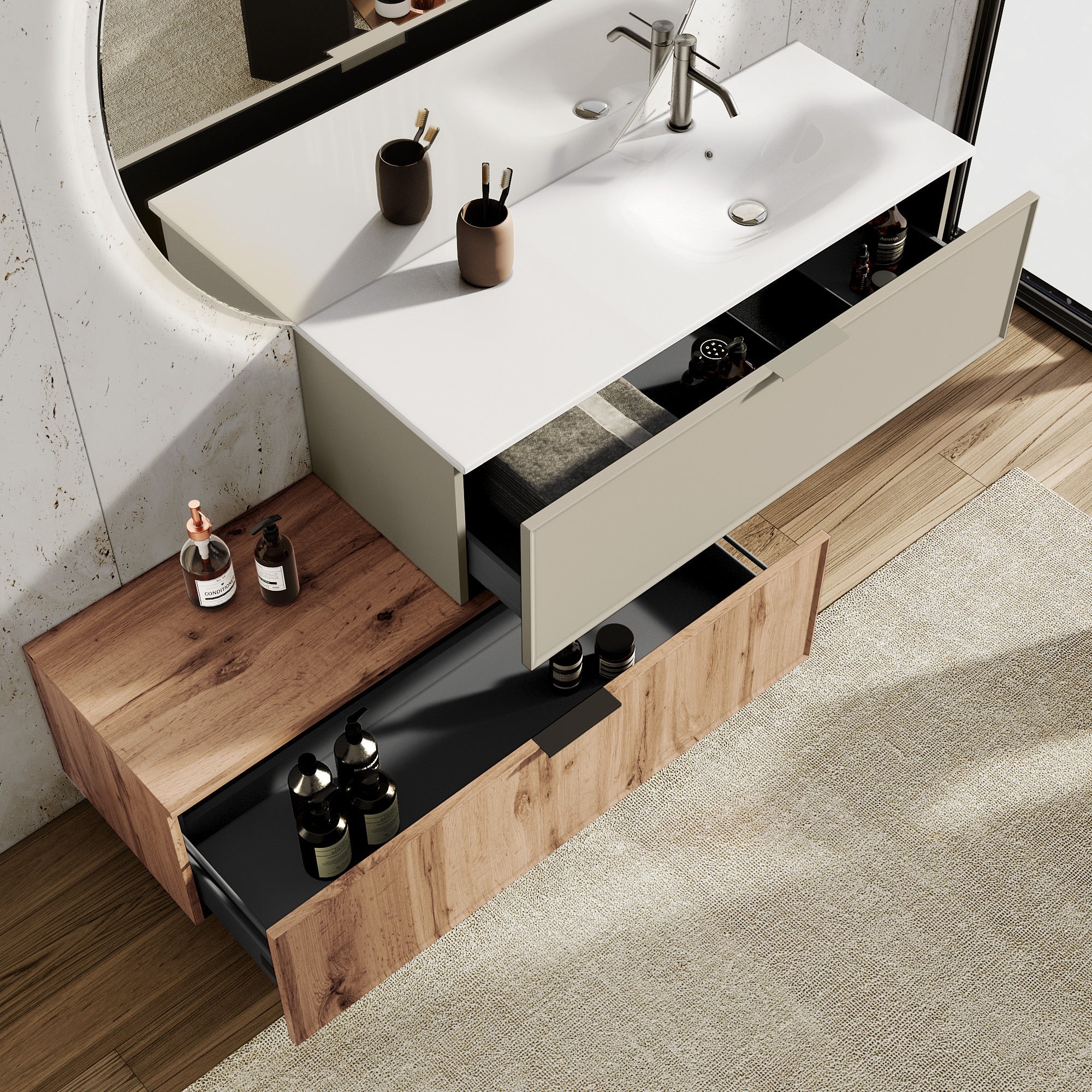 Composizione vasca DX CUPIDO-54 tortora/quercia