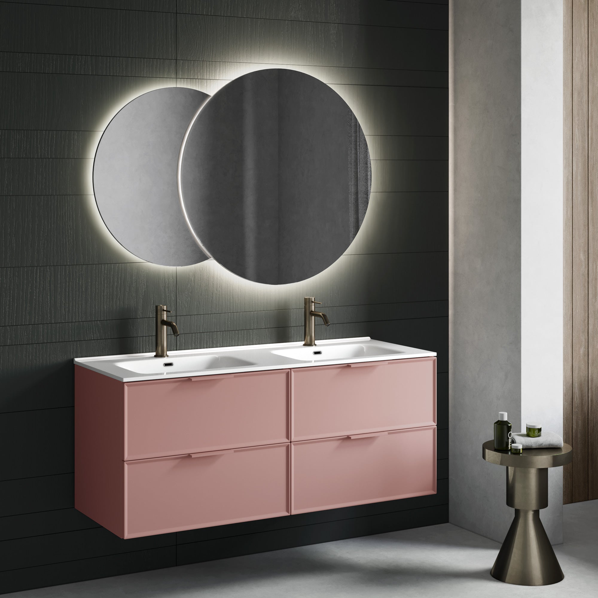 Composizione doppia vasca CUPIDO-61 rosa cipria