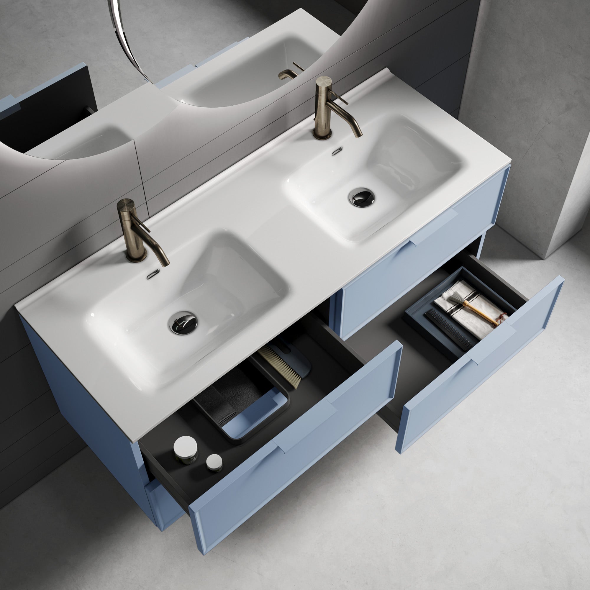 Composizione doppia vasca CUPIDO-61 azzurro tiffany