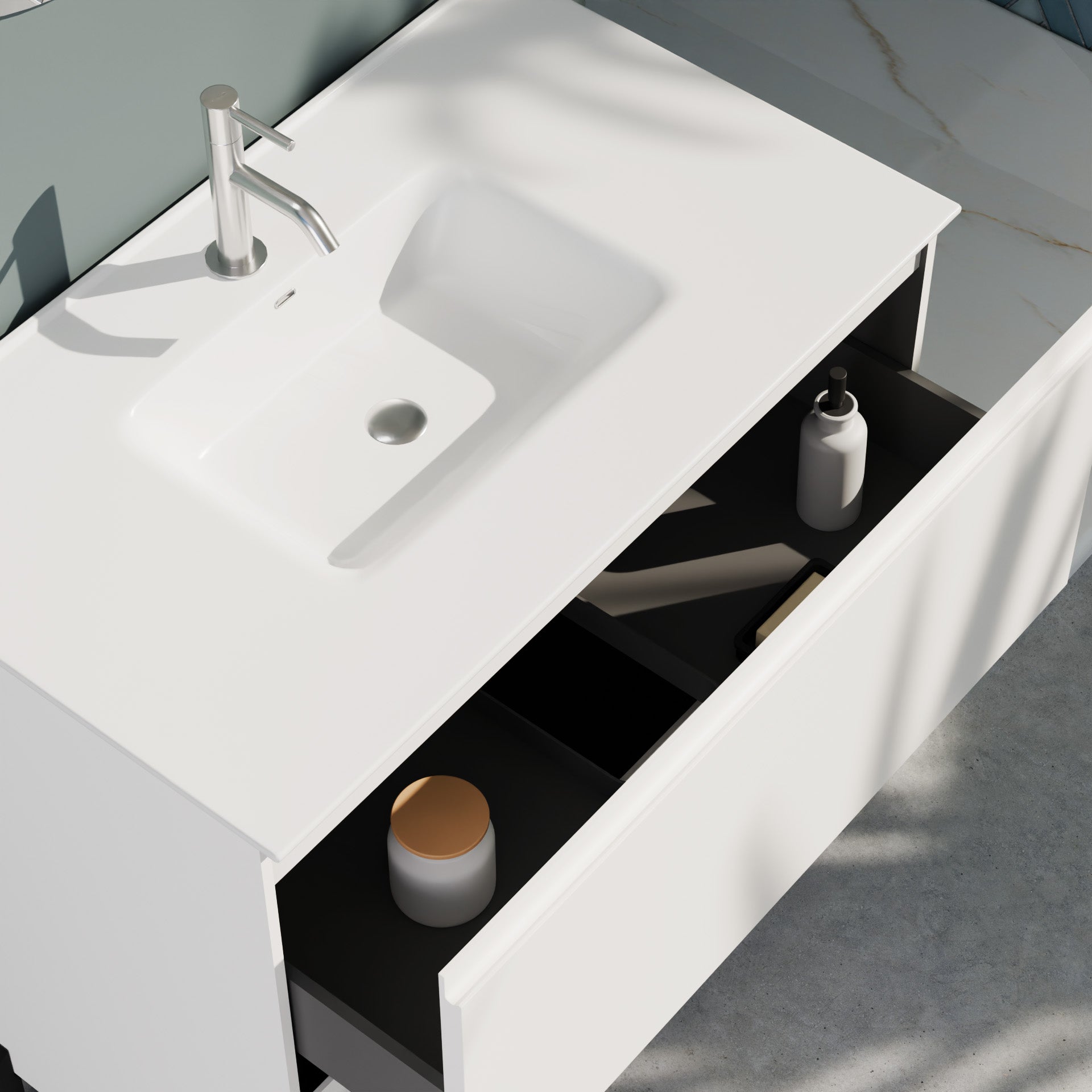 Composizione a terra GALILEO-73 bianco opaco