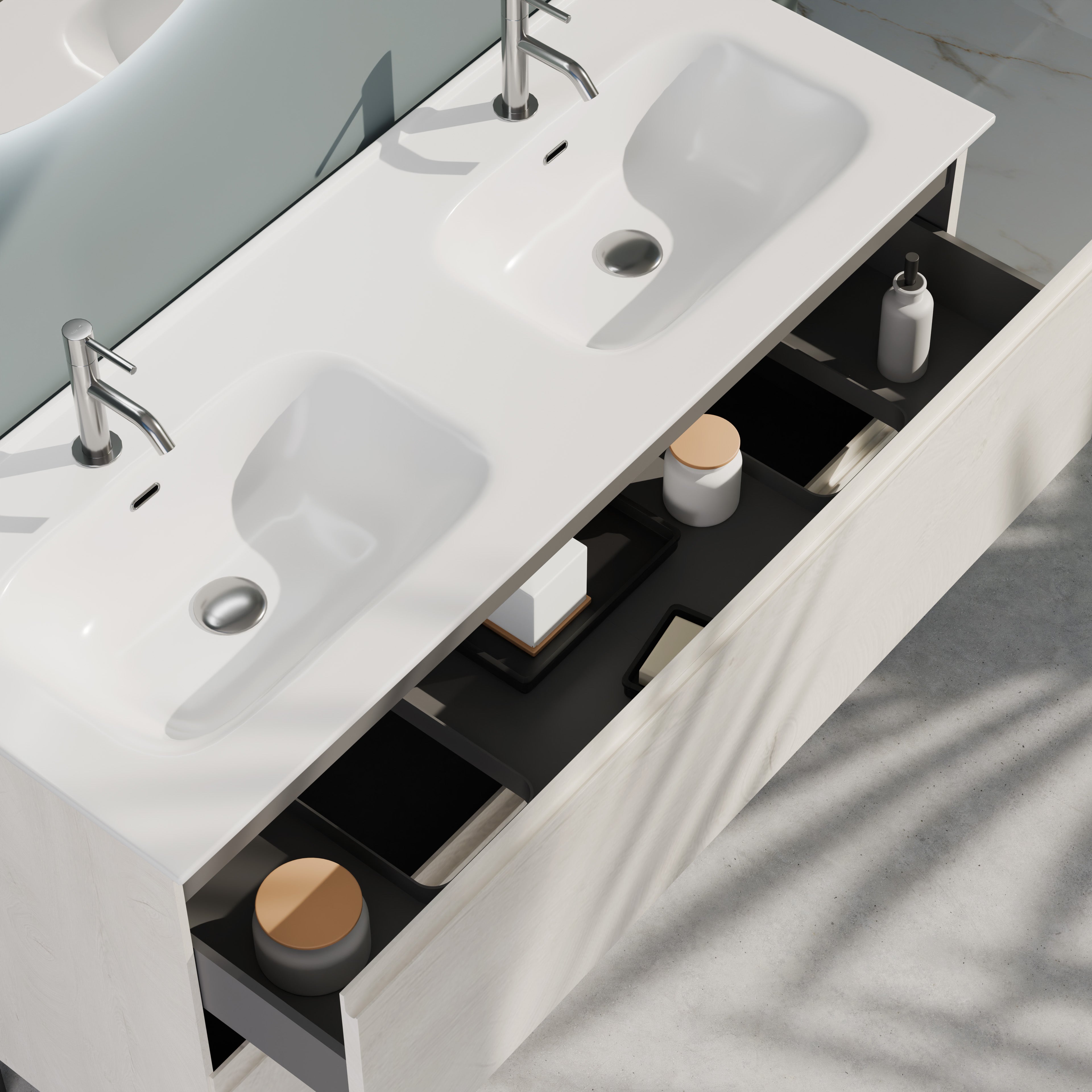 Composizione a terra doppia vasca GALILEO-76 rovere alaska